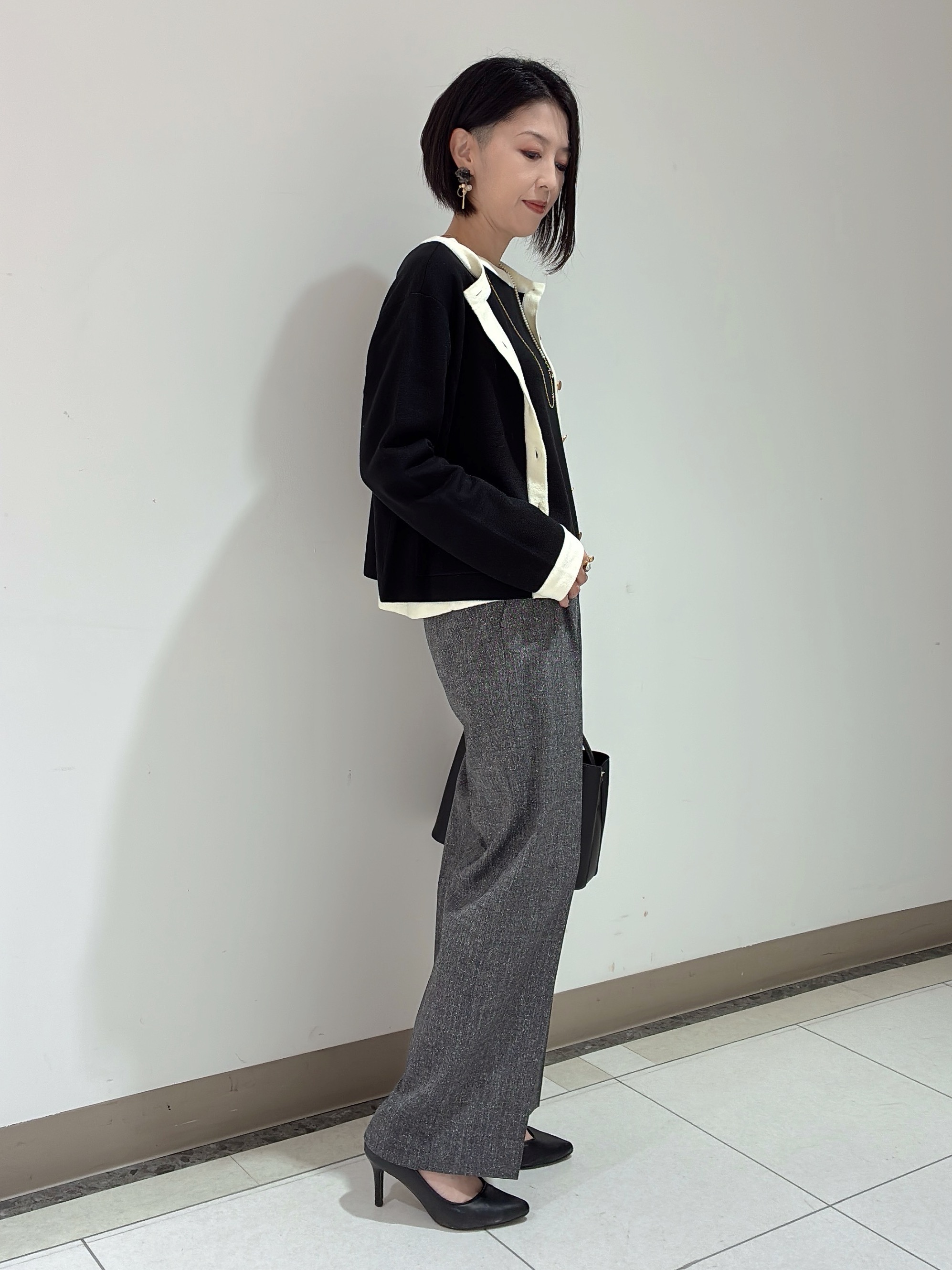 環さんの「UNTITLED｜【アンサンブル可/ジャケットライク】モールラインカーディガン」を使ったコーディネート
