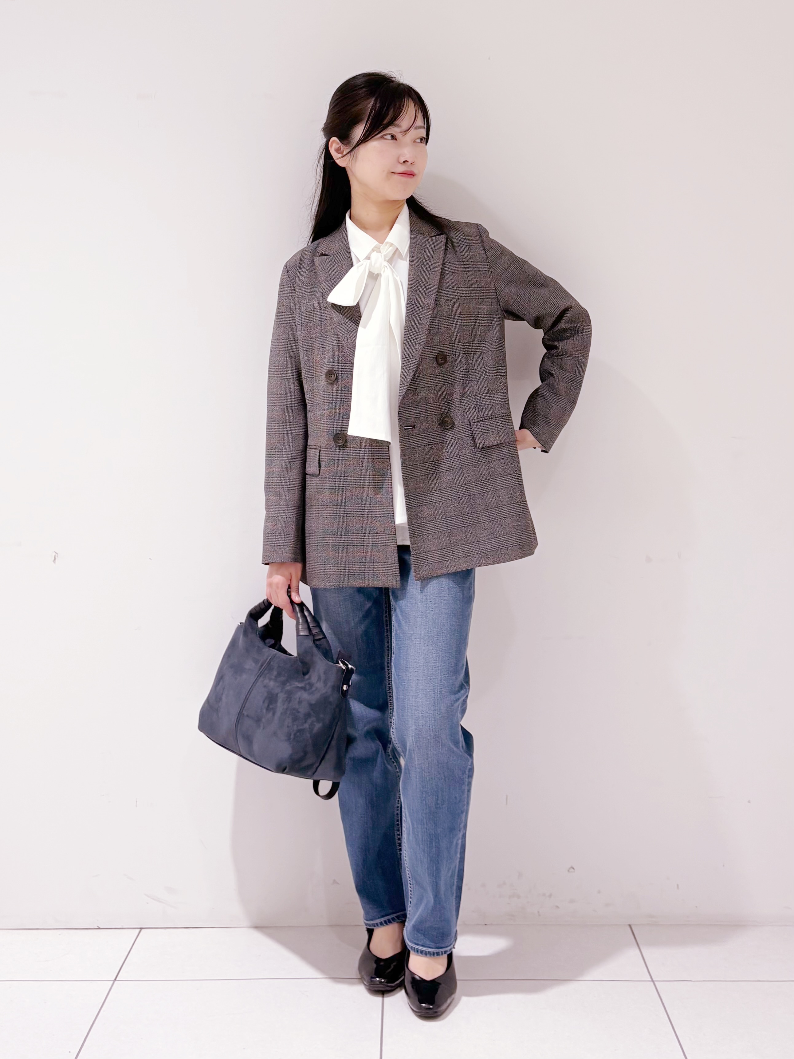 momokoさんの「INDIVI｜【洗濯機OK／ストレッチ◎】秋はじめのダブルジャケット」を使ったコーディネート