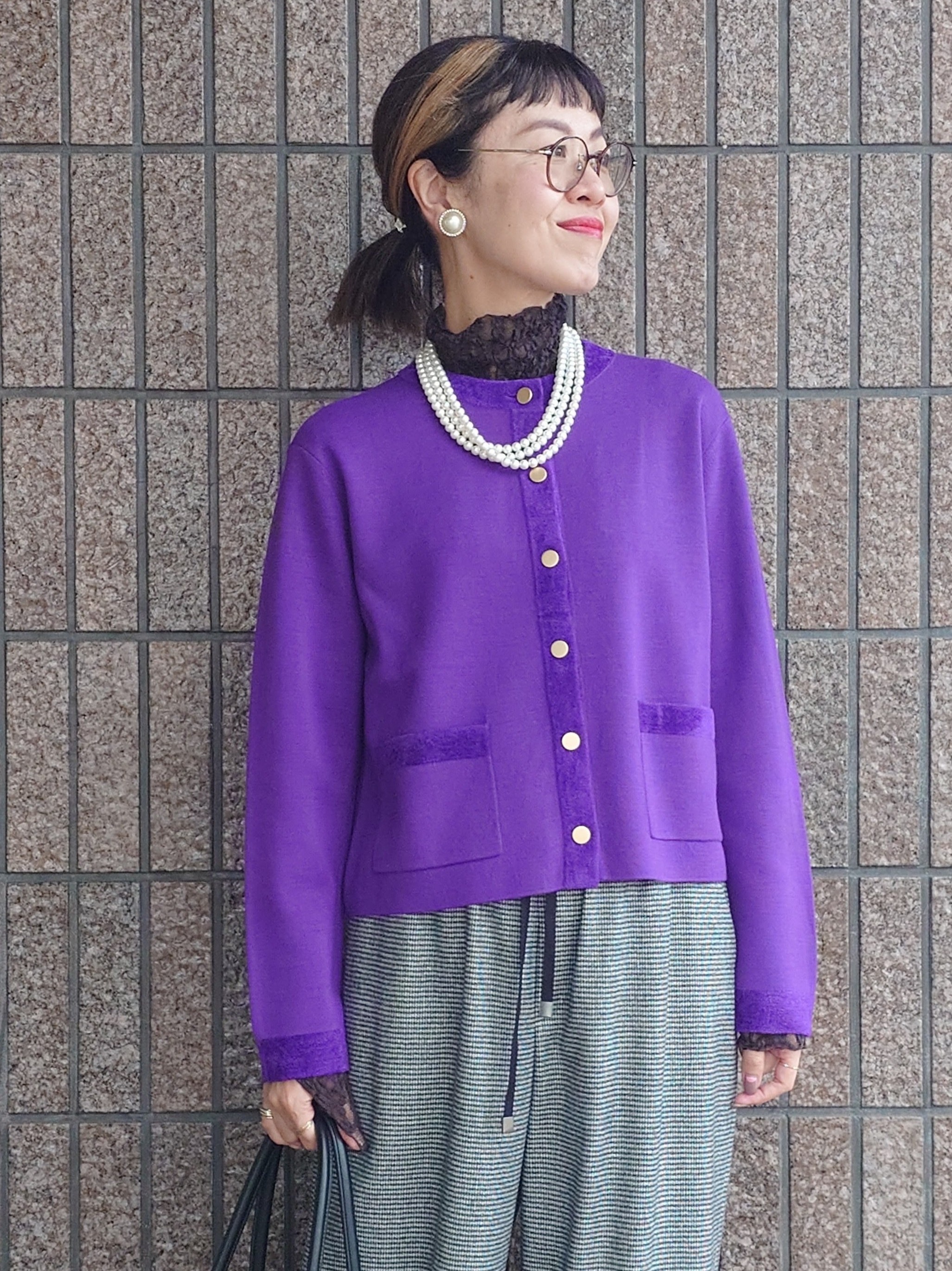 MUTSUKOさんの「UNTITLED｜【アンサンブル可/ジャケットライク】モールラインカーディガン」を使ったコーディネート