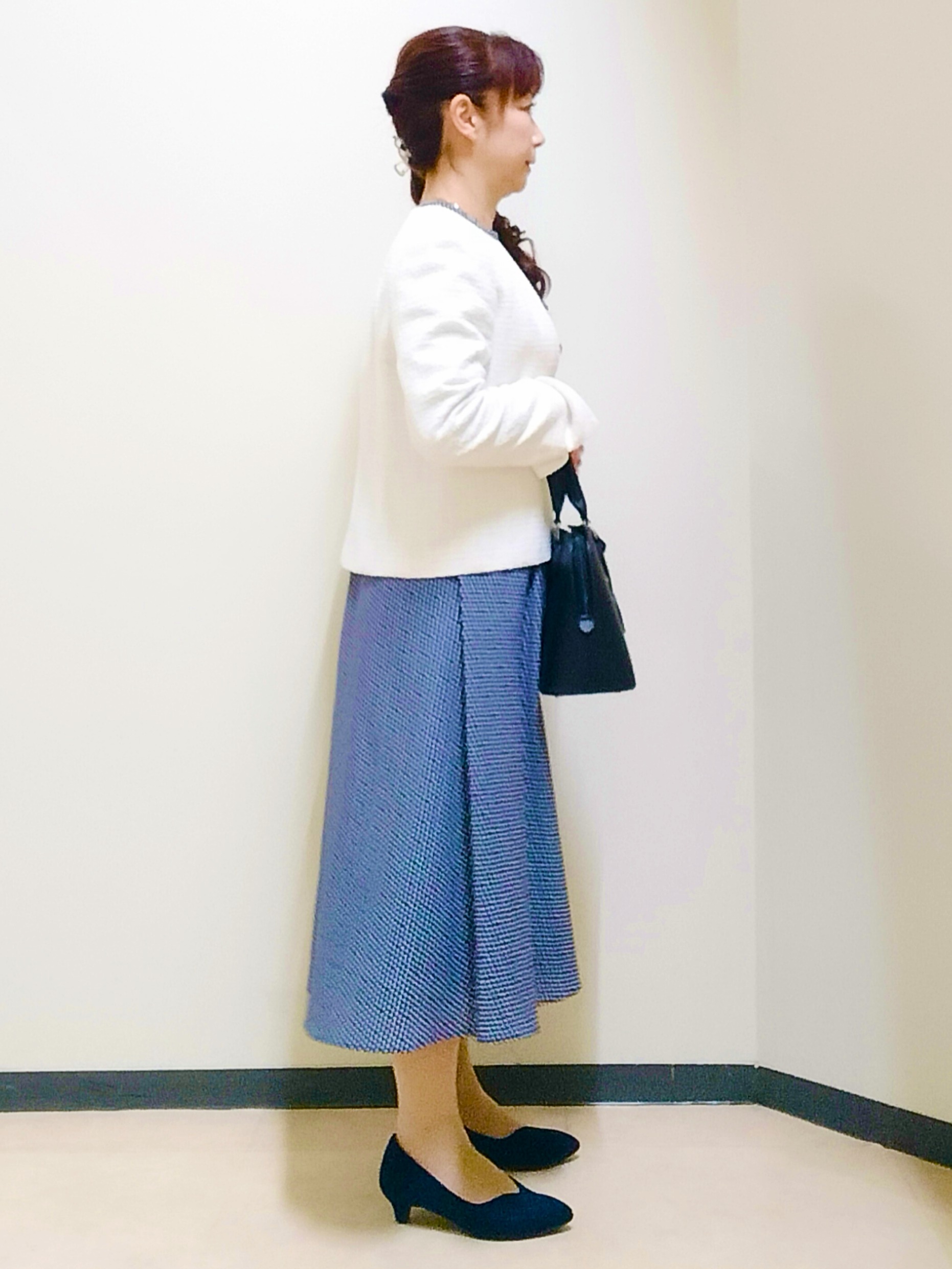 花さんの「Reflect｜【SS-4Lサイズ／通勤】変形ドット柄プリントワンピース」を使ったコーディネート