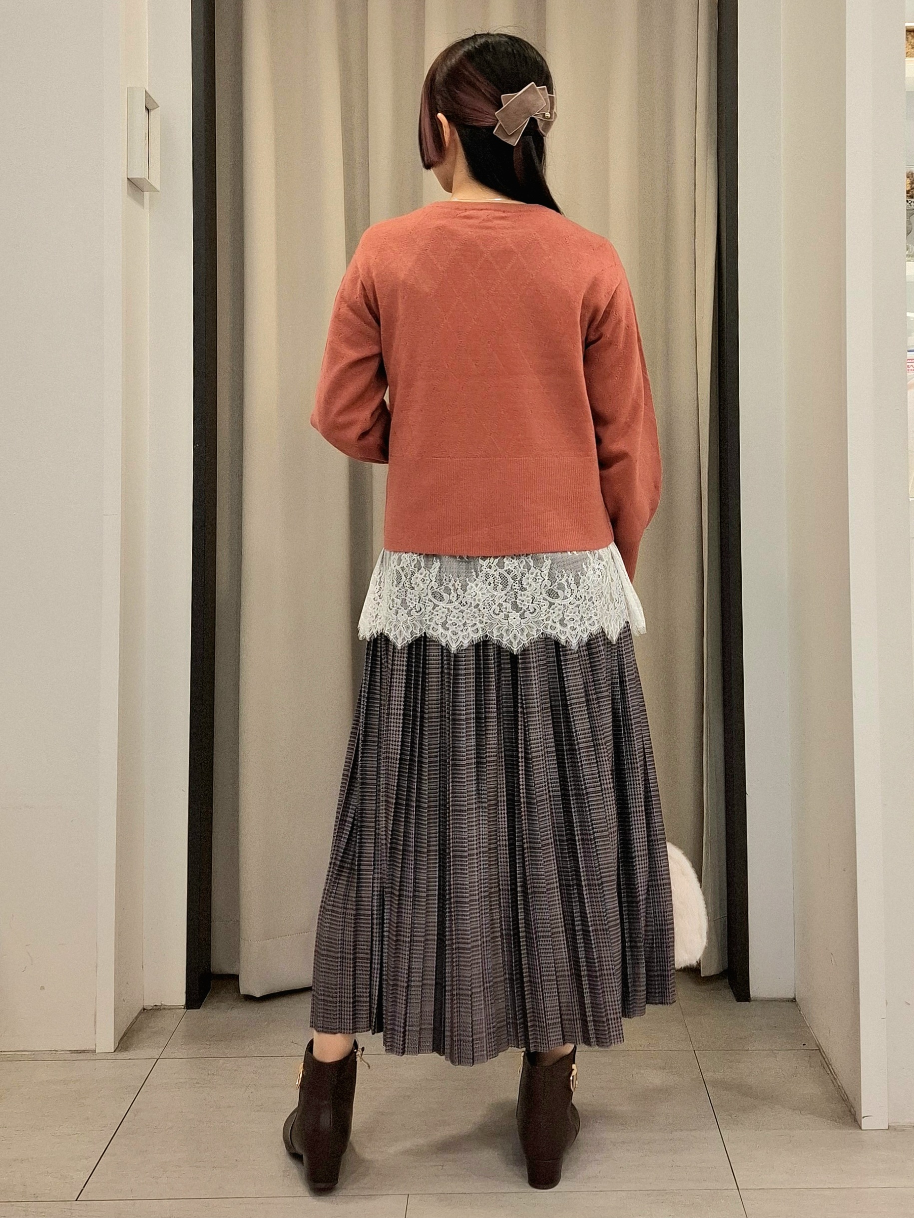 なーちゃんさんの「grove｜【インしない・毛玉軽減】大人上品なダイヤ柄ニット」を使ったコーディネート