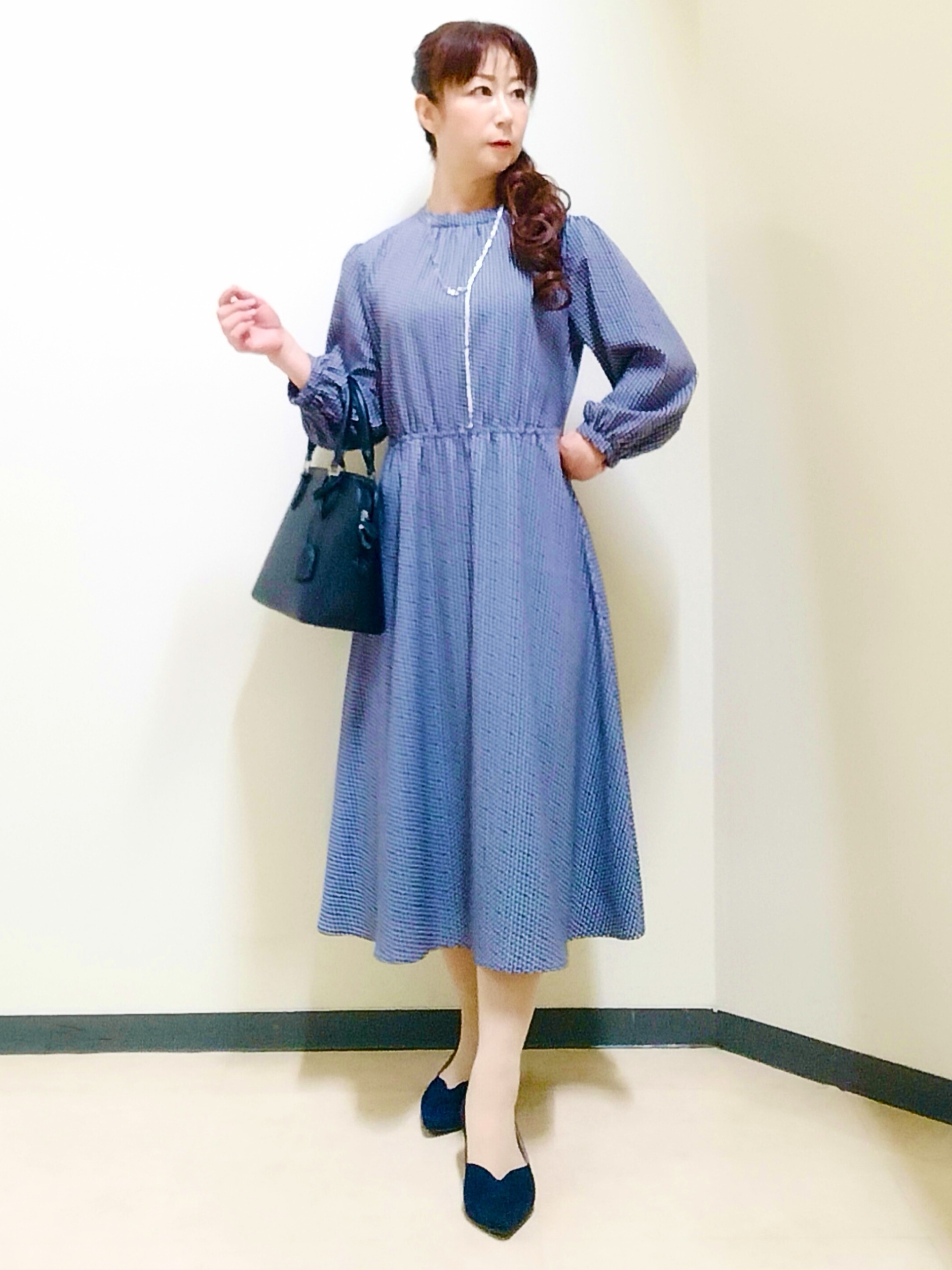 花さんの「Reflect｜【SS-4Lサイズ／通勤】変形ドット柄プリントワンピース」を使ったコーディネート