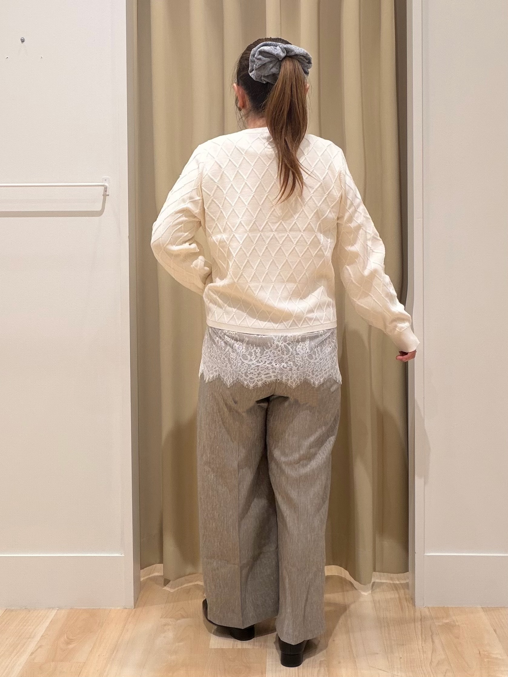 たまさんの「grove｜【毛玉軽減】大人上品なダイヤ柄ニットカーディガン」を使ったコーディネート