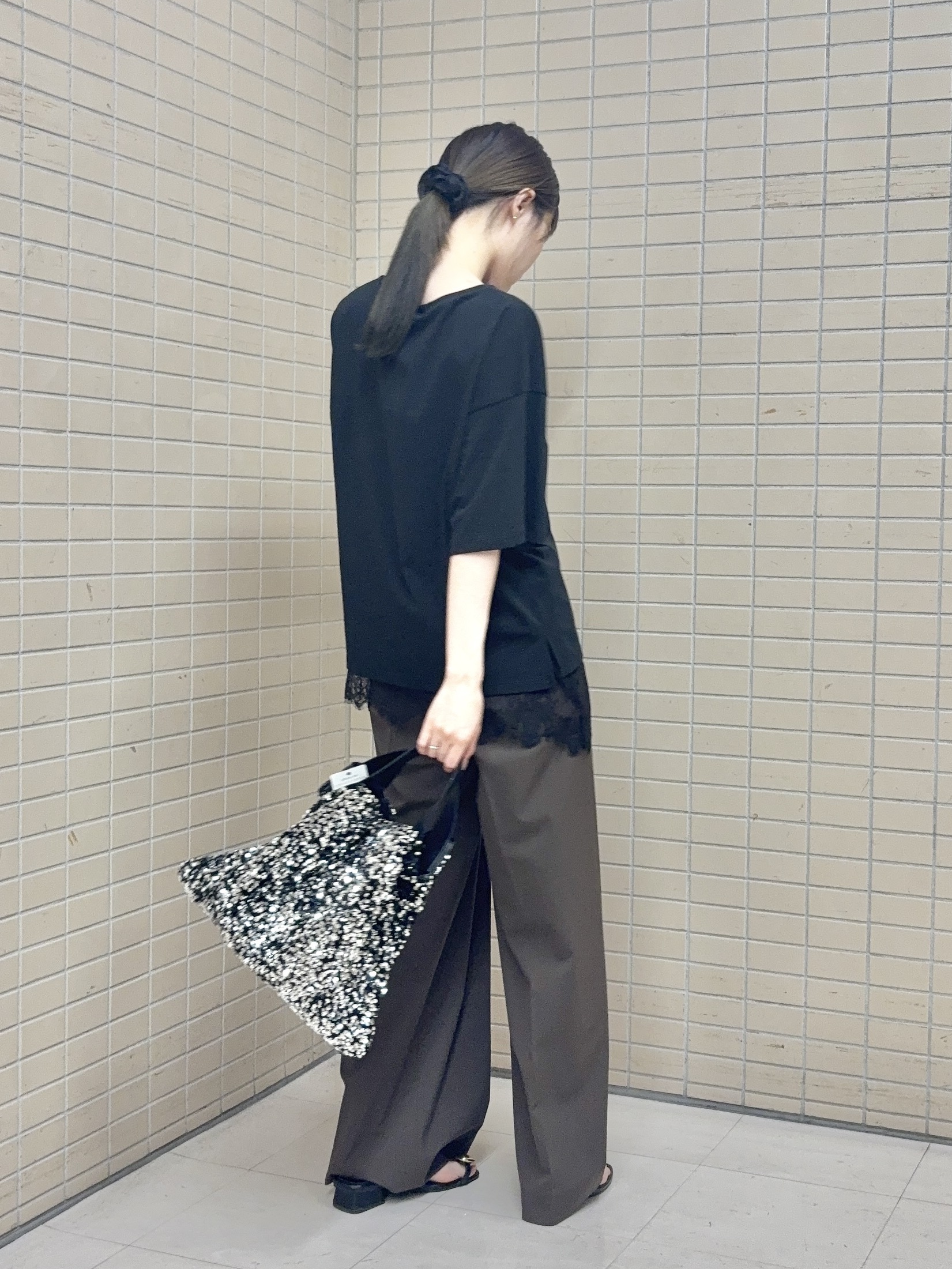 kyokaさんの「UNTITLED｜【体型カバー/後ろウエストゴム】ウーステッドワイドシルエットパンツ」を使ったコーディネート