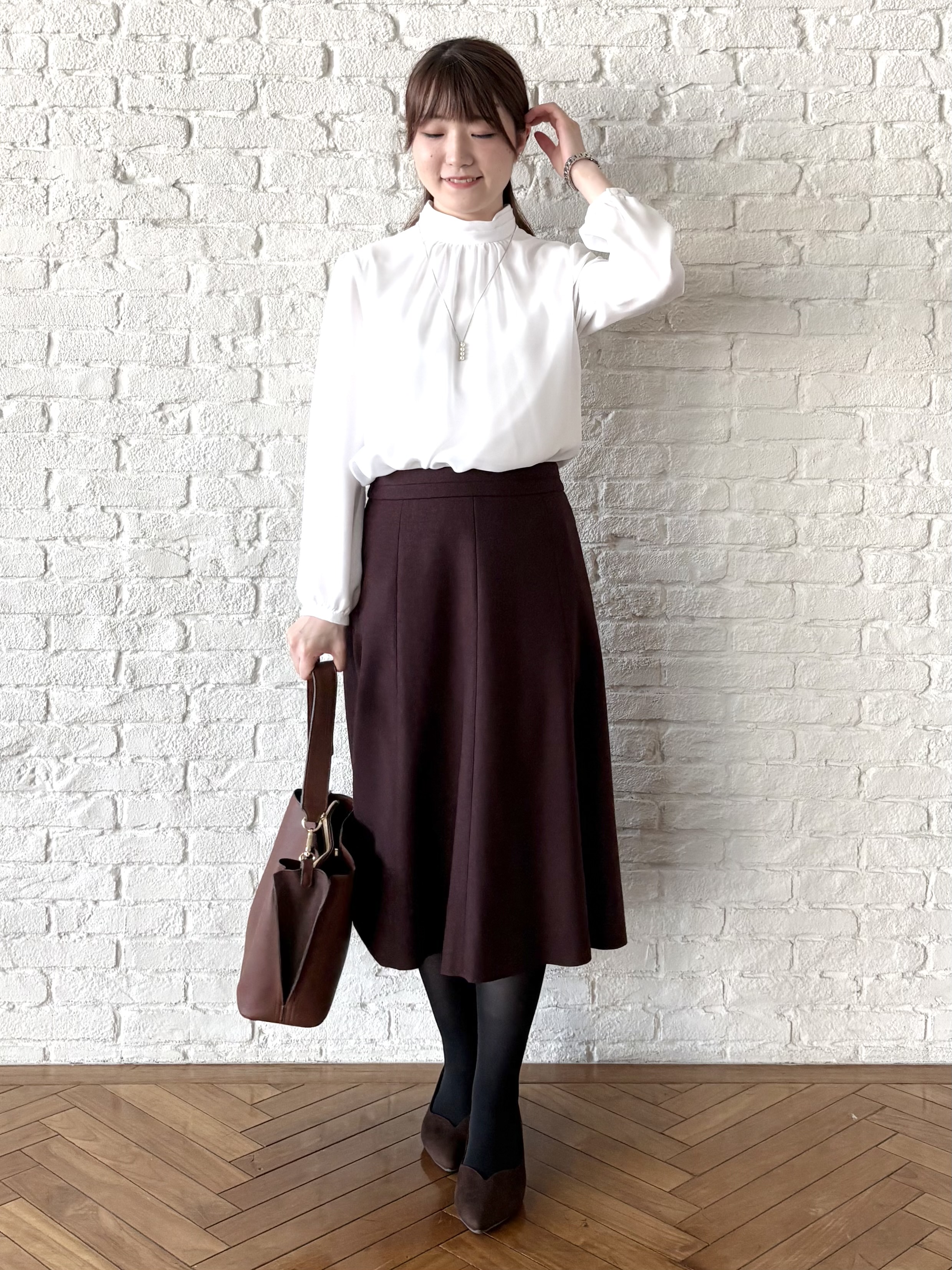 mikiさんの「Reflect｜【SS-4Lサイズ／通勤／セレモニー】プチハイネック シフォンブラウス」を使ったコーディネート