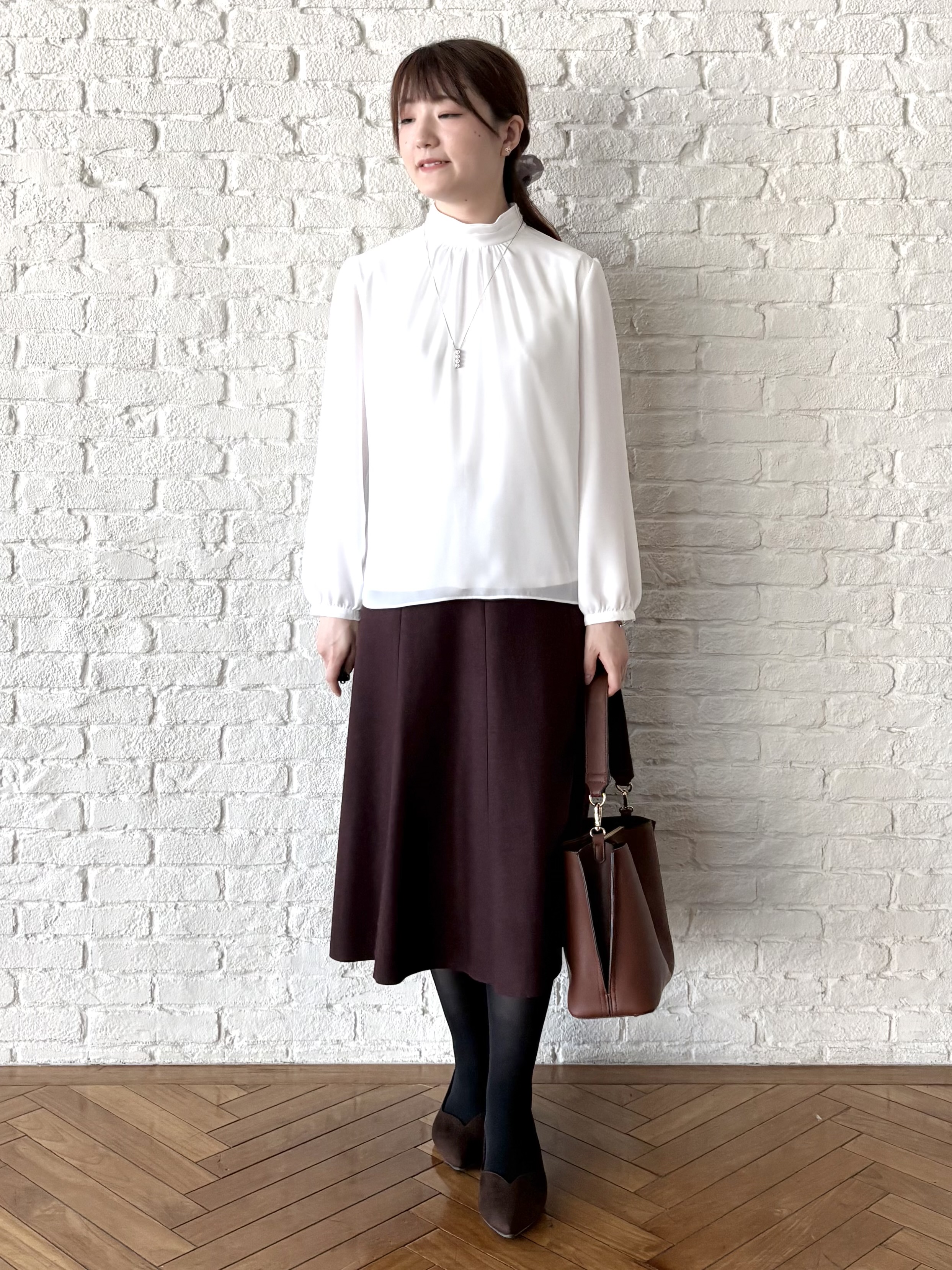 mikiさんの「Reflect｜【SS-4Lサイズ／通勤／セレモニー】プチハイネック シフォンブラウス」を使ったコーディネート