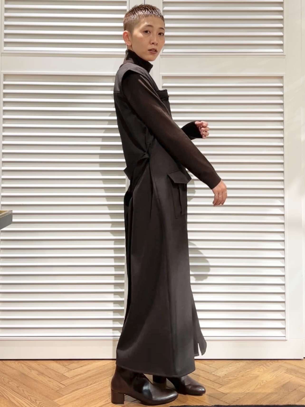 OCHIAIさんの「DRESSTERIOR｜【ウォッシャブル】ツイードライクワンピース」を使ったコーディネート