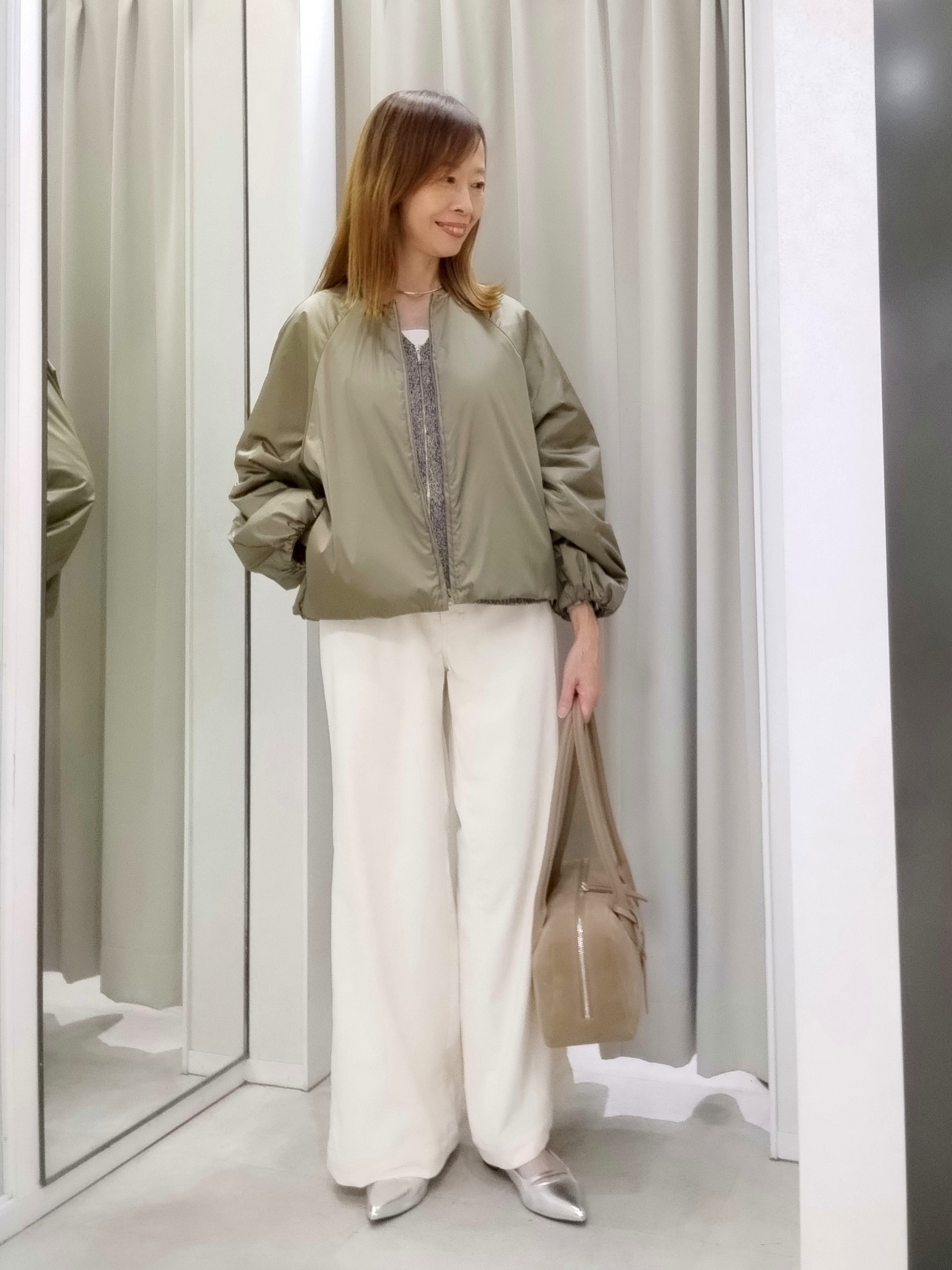 もりさんの「UNTITLED｜【店頭人気！】杢調ジップカーディガン」を使ったコーディネート