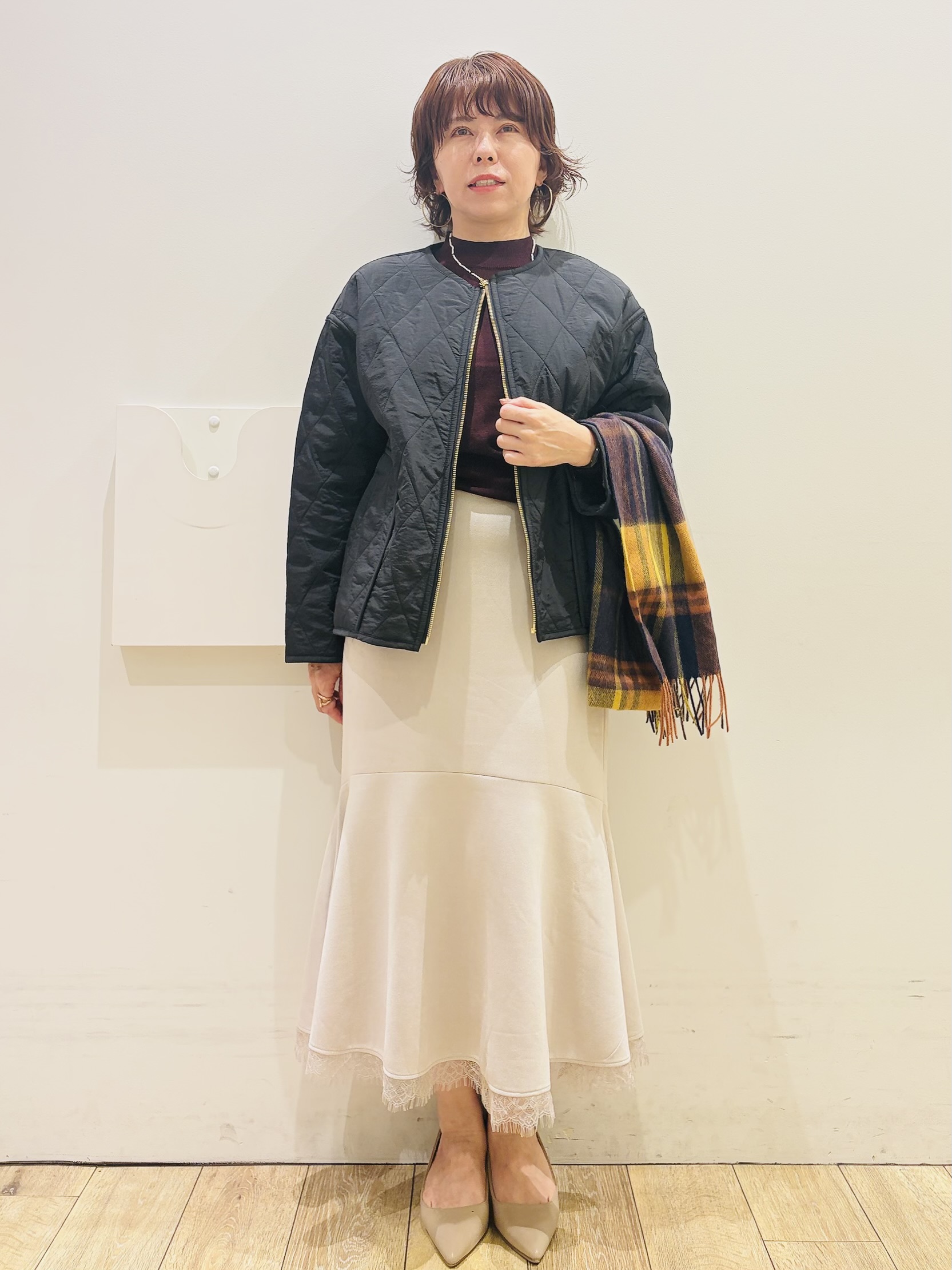 YUKOさんの「index｜カシミヤタッチハイネックニット【洗濯機OK／抗ピリング】」を使ったコーディネート
