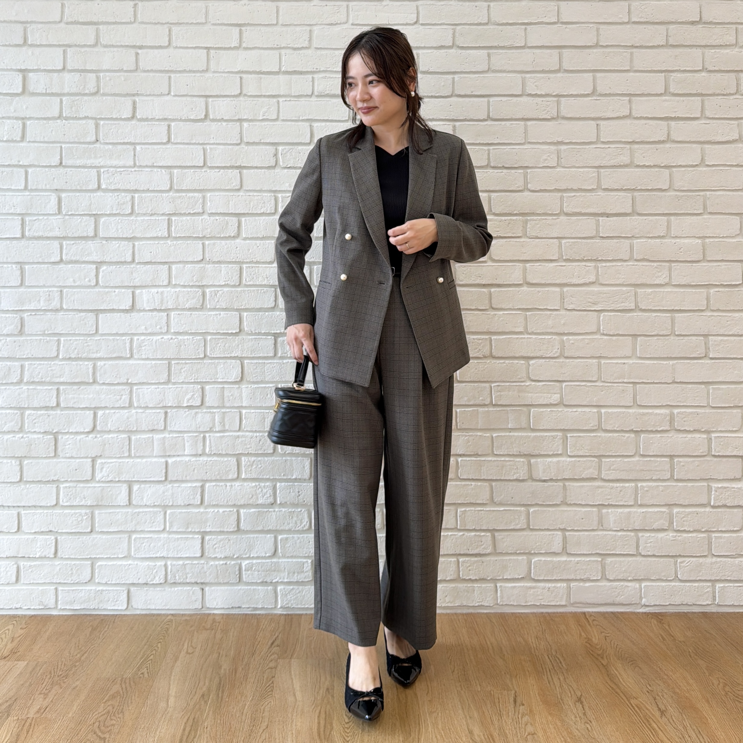 shinoさんの「Couture brooch｜【マシンウォッシャブル・イージーケア】パール風釦テーラードジャケット【毛玉になりにくい・セットアップ」を使ったコーディネート
