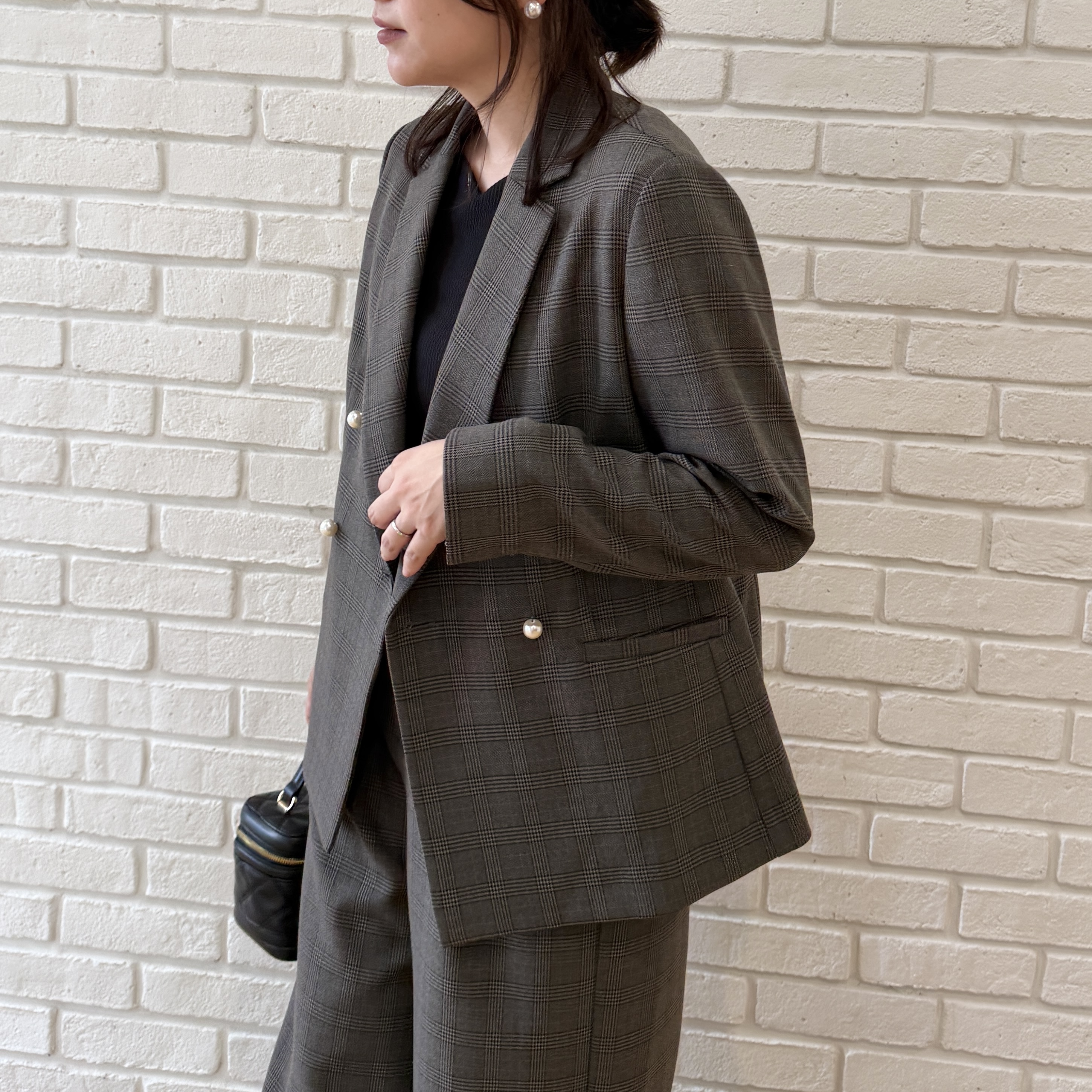 shinoさんの「Couture brooch｜【マシンウォッシャブル・イージーケア】パール風釦テーラードジャケット【毛玉になりにくい・セットアップ」を使ったコーディネート