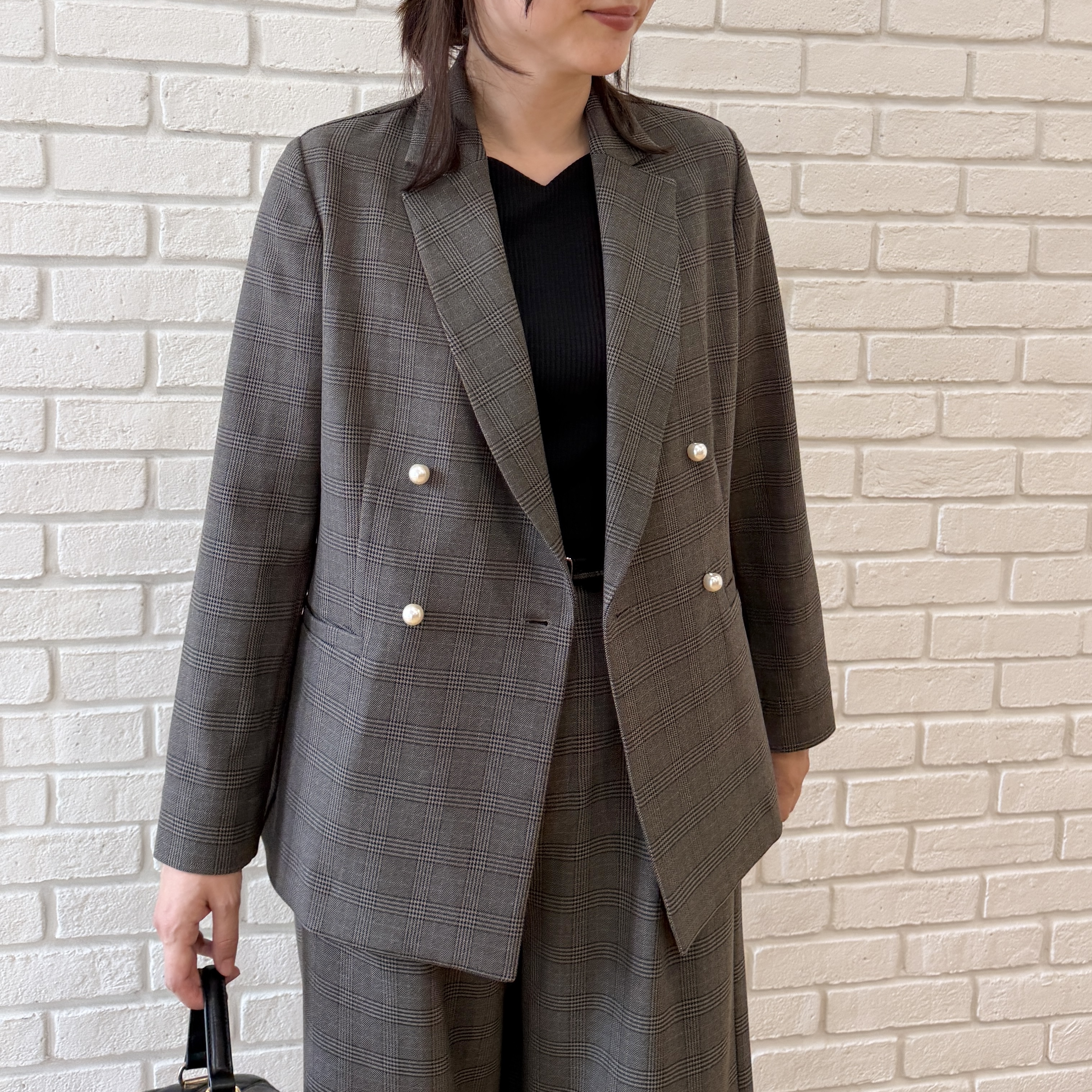 shinoさんの「Couture brooch｜【マシンウォッシャブル・イージーケア】パール風釦テーラードジャケット【毛玉になりにくい・セットアップ」を使ったコーディネート