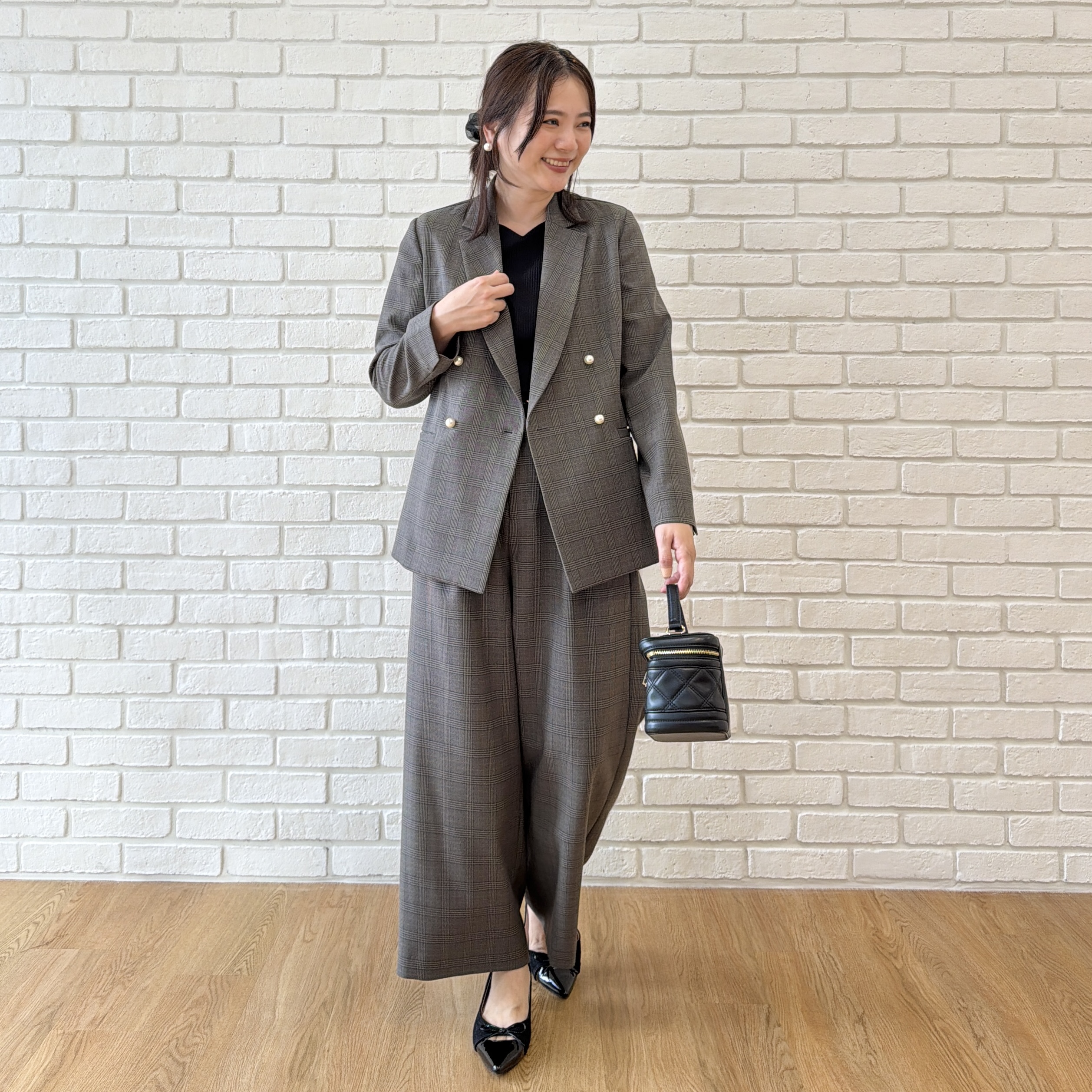 shinoさんの「Couture brooch｜【マシンウォッシャブル・イージーケア】パール風釦テーラードジャケット【毛玉になりにくい・セットアップ」を使ったコーディネート