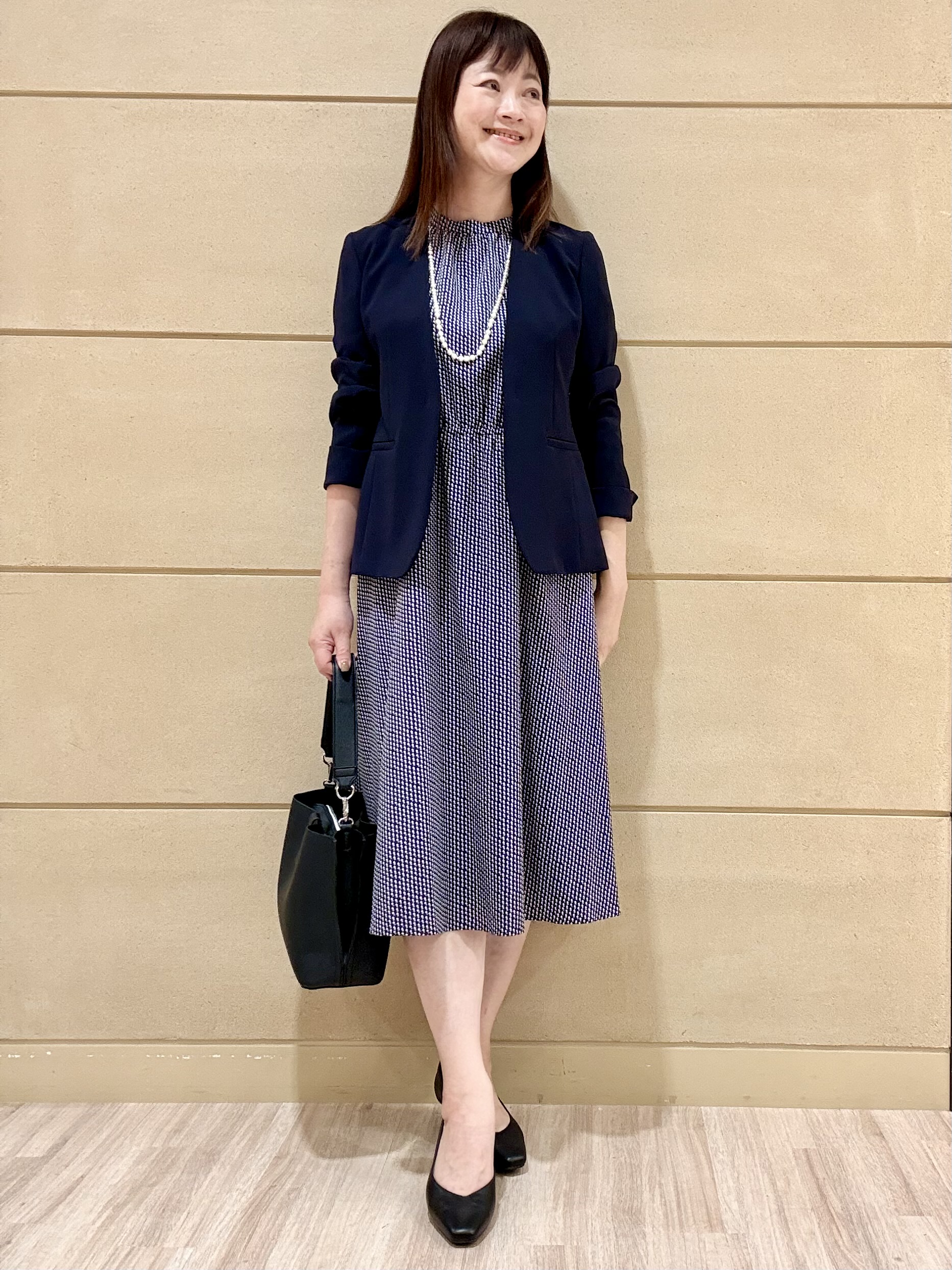 Marさんの「Reflect｜【SS-4Lサイズ／通勤／セットアップ可】ノーカラージャケット」を使ったコーディネート