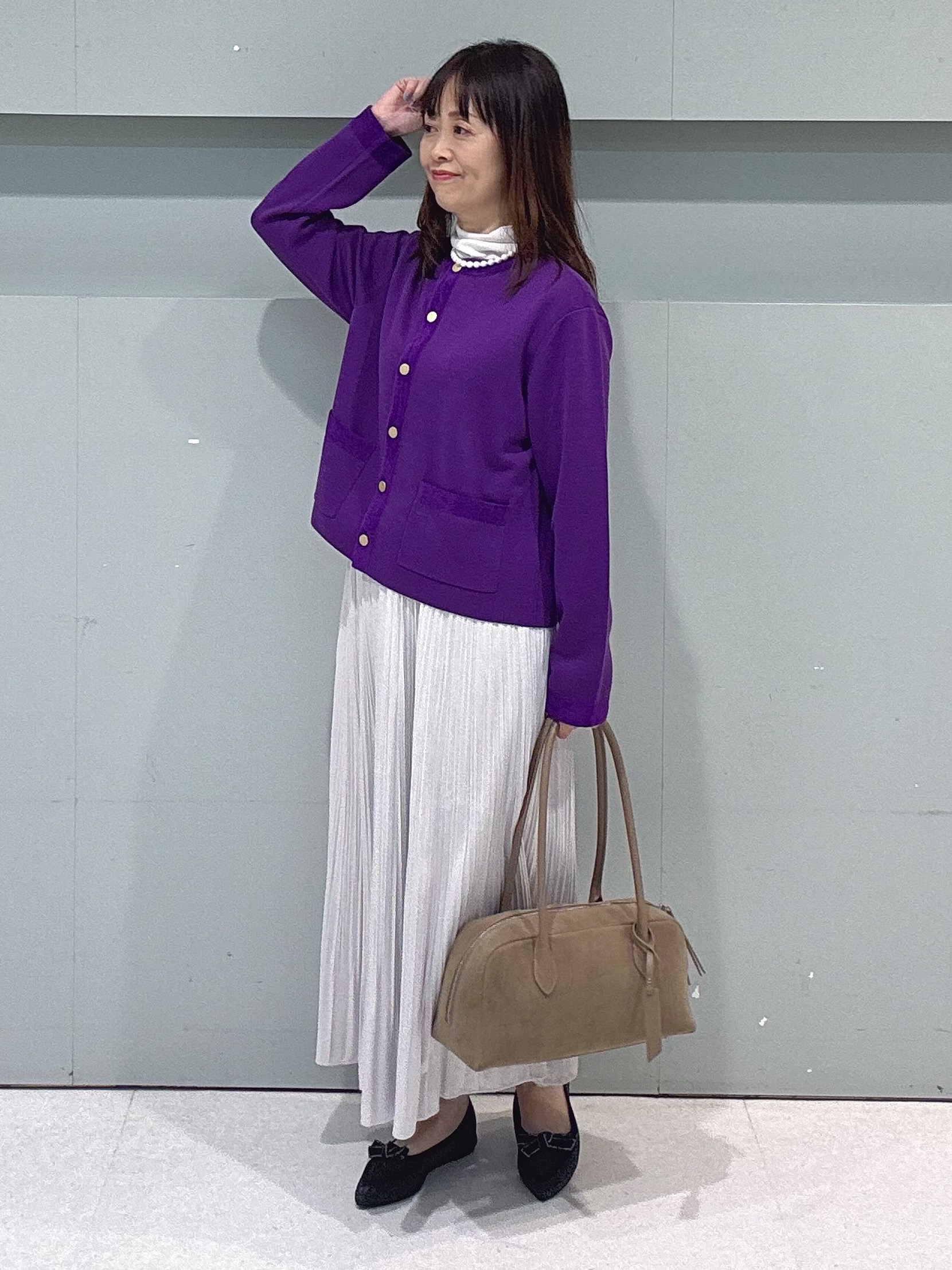 makiさんの「UNTITLED｜【アンサンブル可/ジャケットライク】モールラインカーディガン」を使ったコーディネート