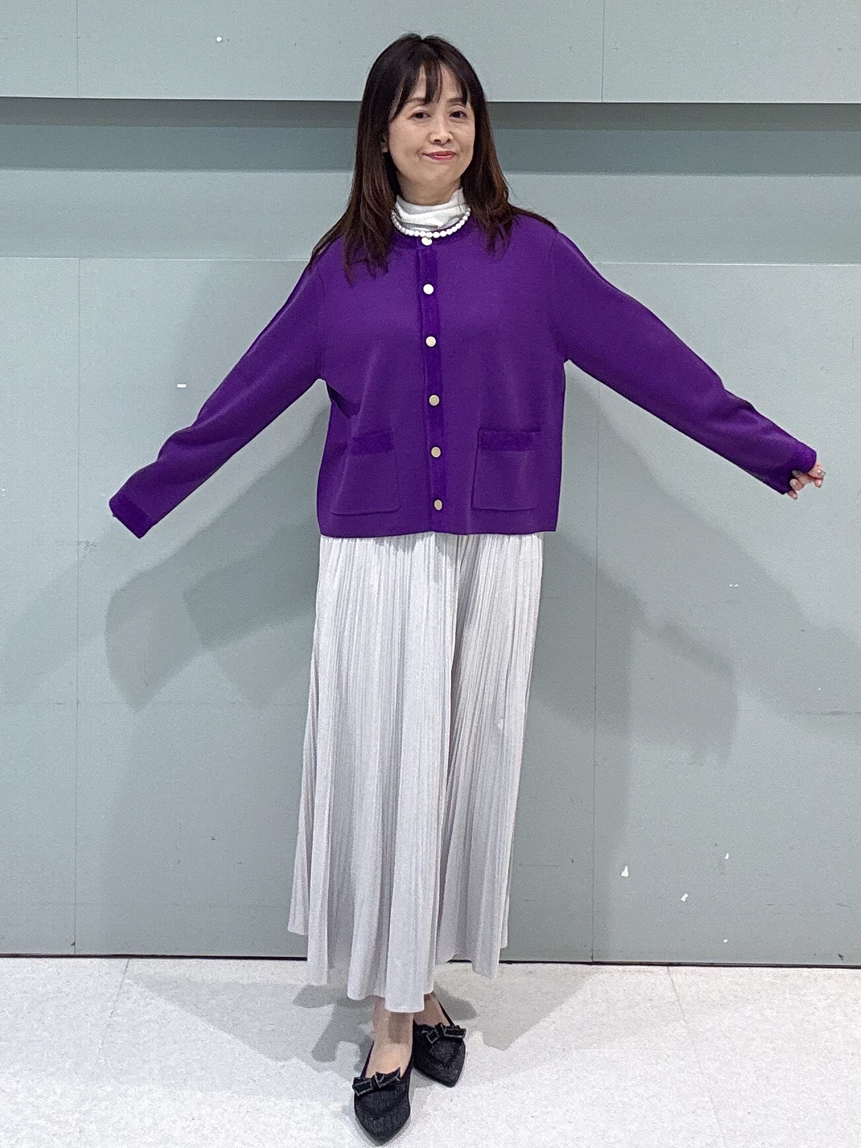 makiさんの「UNTITLED｜【アンサンブル可/ジャケットライク】モールラインカーディガン」を使ったコーディネート