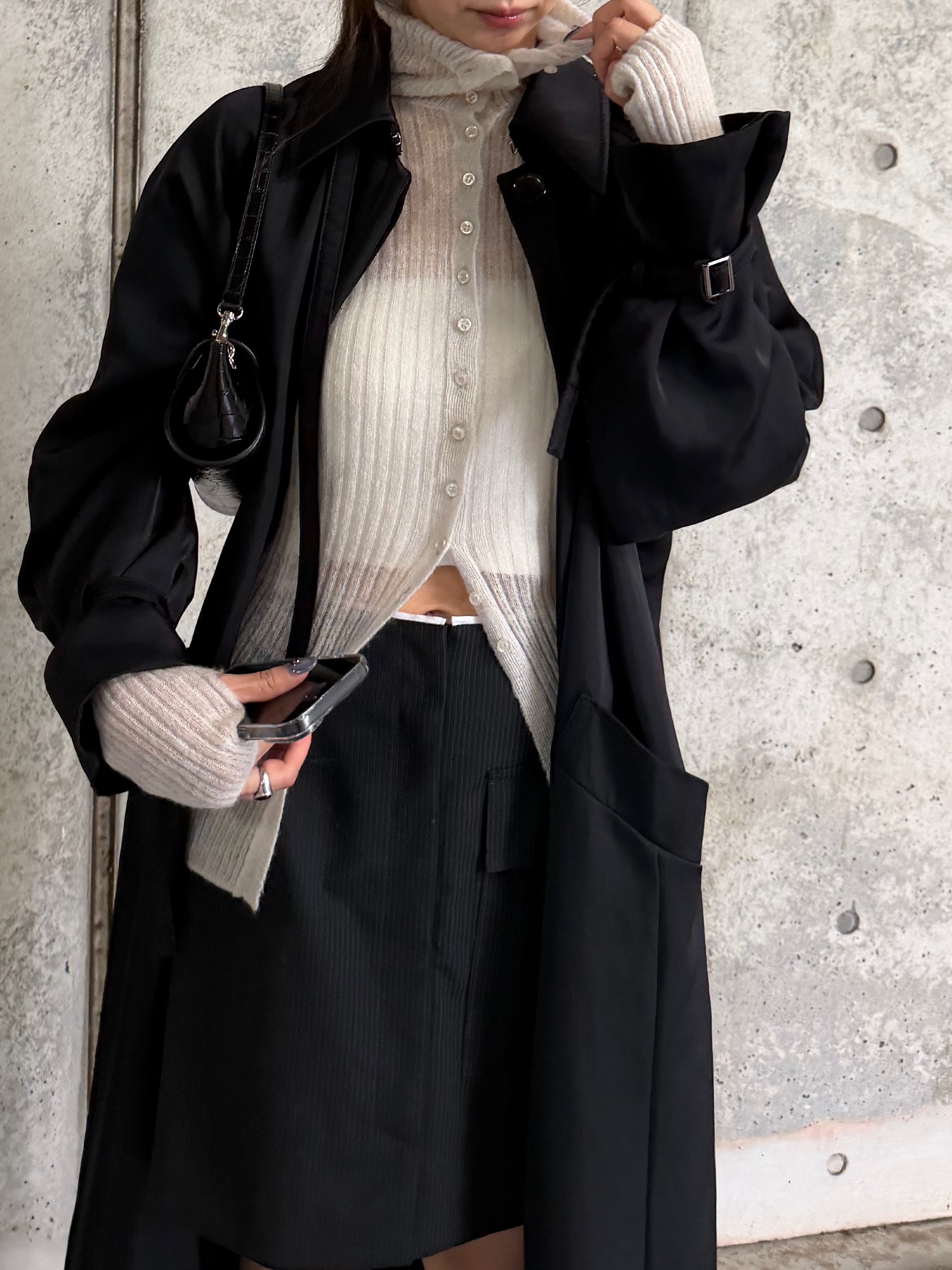kanamiさんの「CODE A｜sheer mohair rib cardigan」を使ったコーディネート