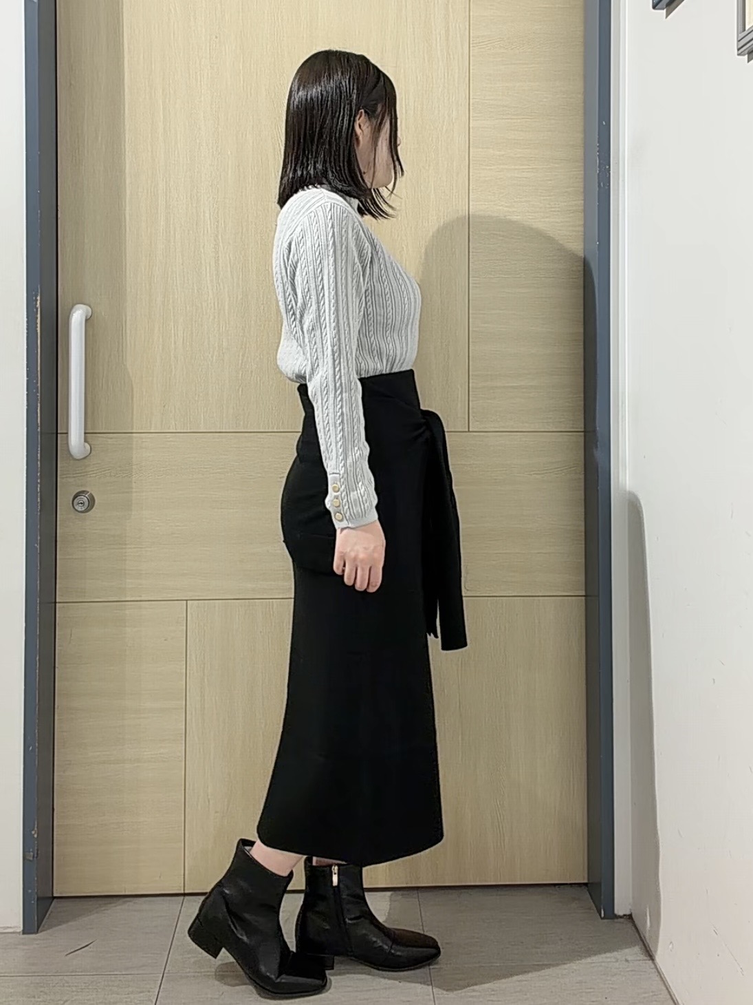 さあやさんの「grove｜【毛玉軽減】すっきり美人見え ケーブルニット」を使ったコーディネート