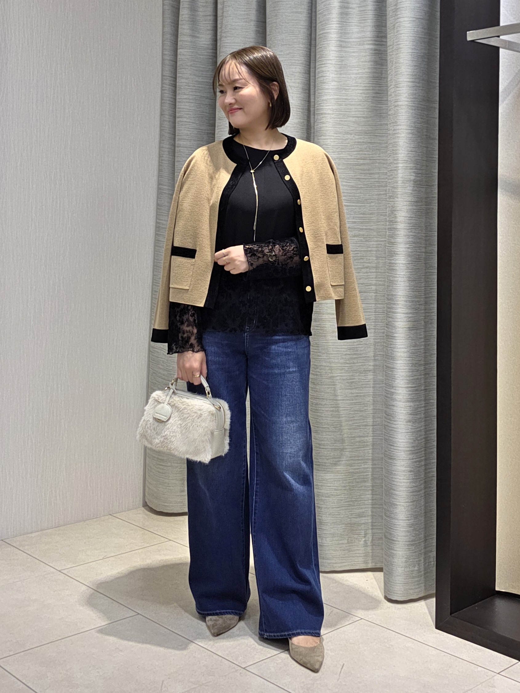 naokoさんの「UNTITLED｜【アンサンブル可/ジャケットライク】モールラインカーディガン」を使ったコーディネート