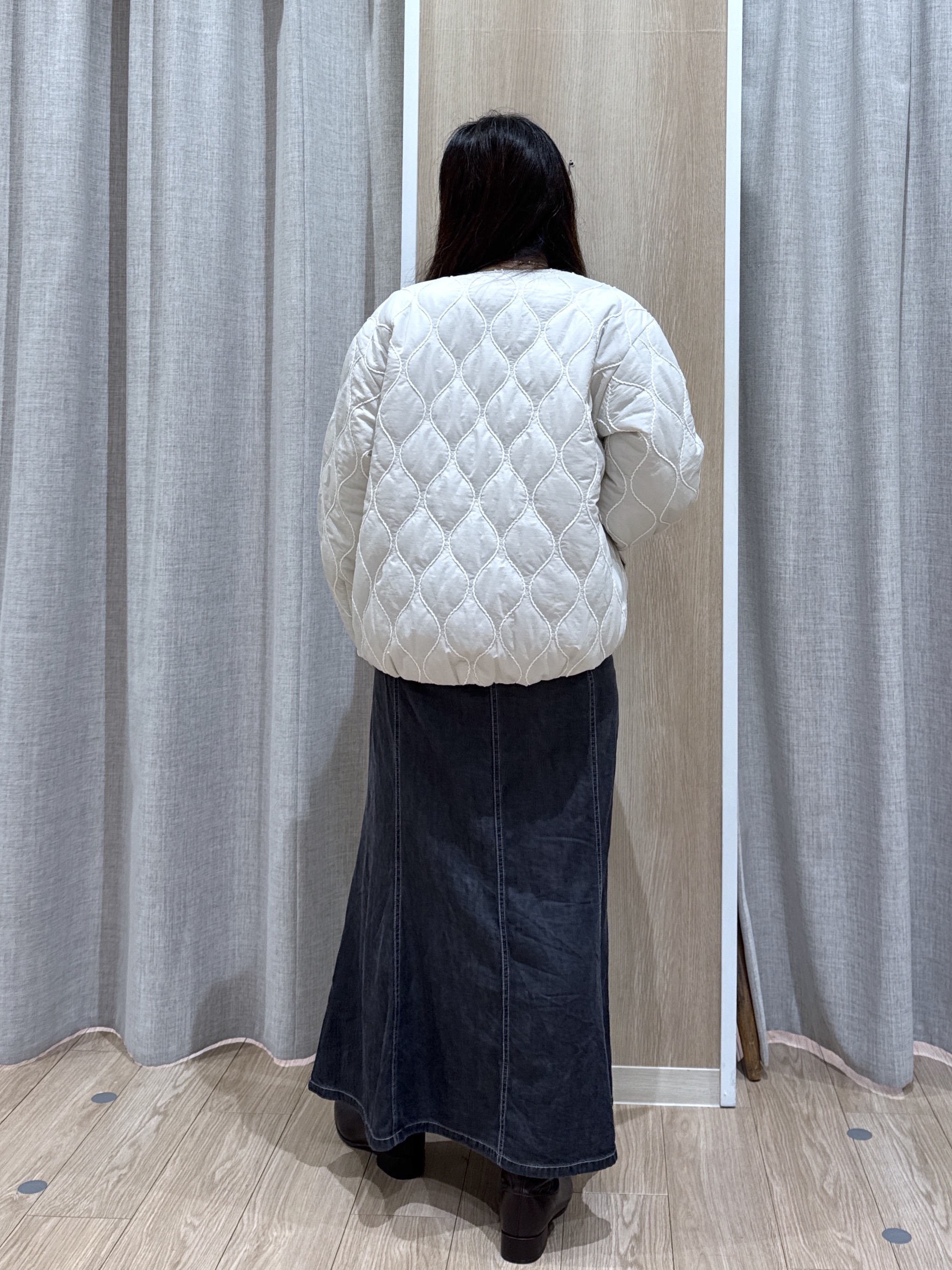 sachiさんの「grove｜【大人カジュアルスタイルに】モールキルティングジャケット」を使ったコーディネート