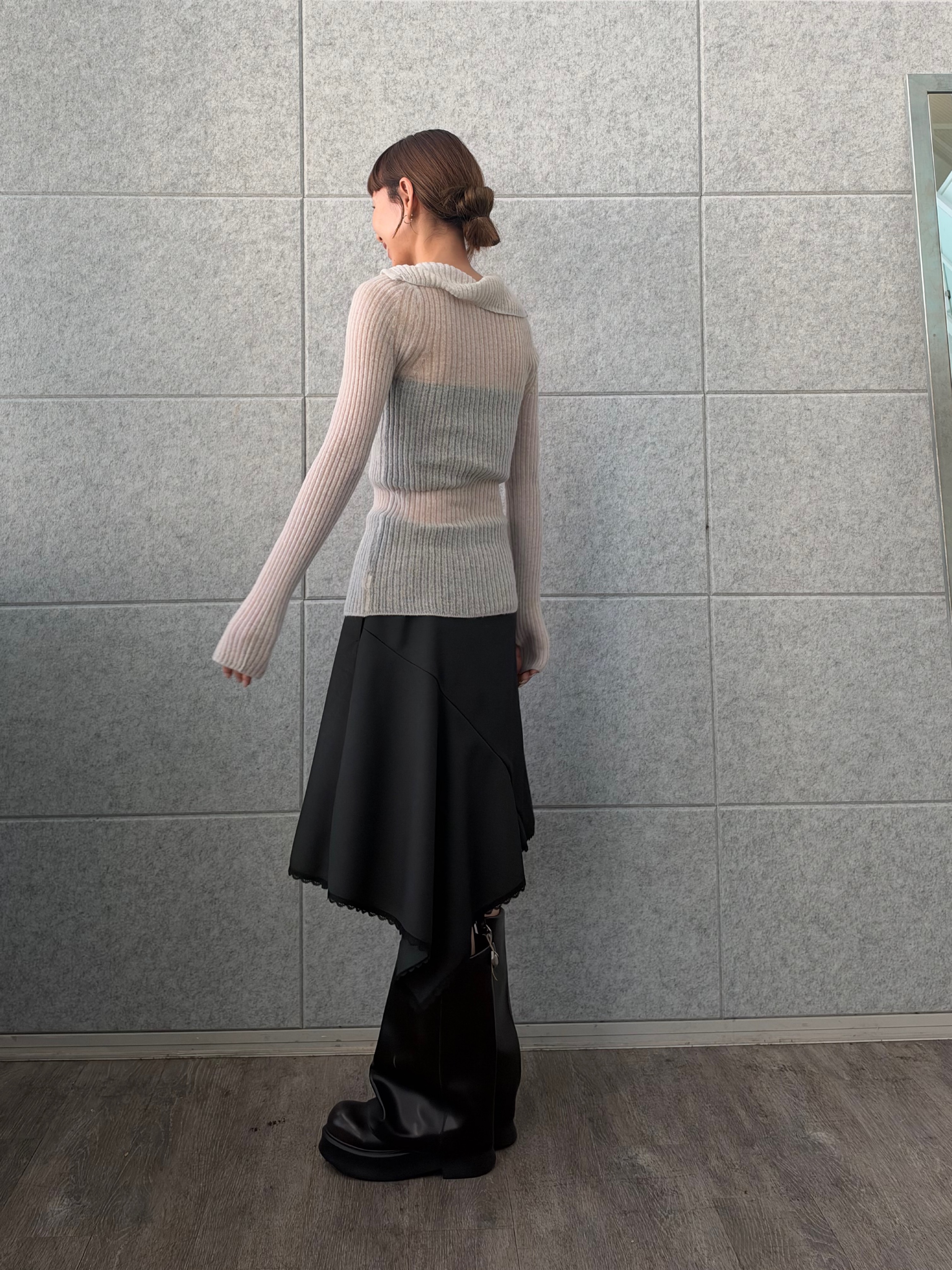 designer yukaさんの「CODE A｜sheer mohair rib cardigan」を使ったコーディネート