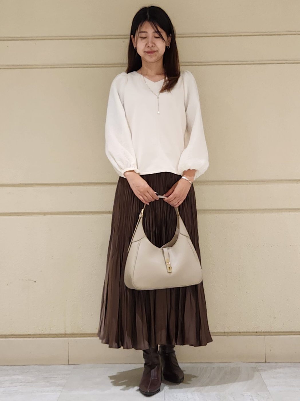 yukaさんの「COUP DE CHANCE｜【手洗い可／日本製】異素材コンビカットソー」を使ったコーディネート