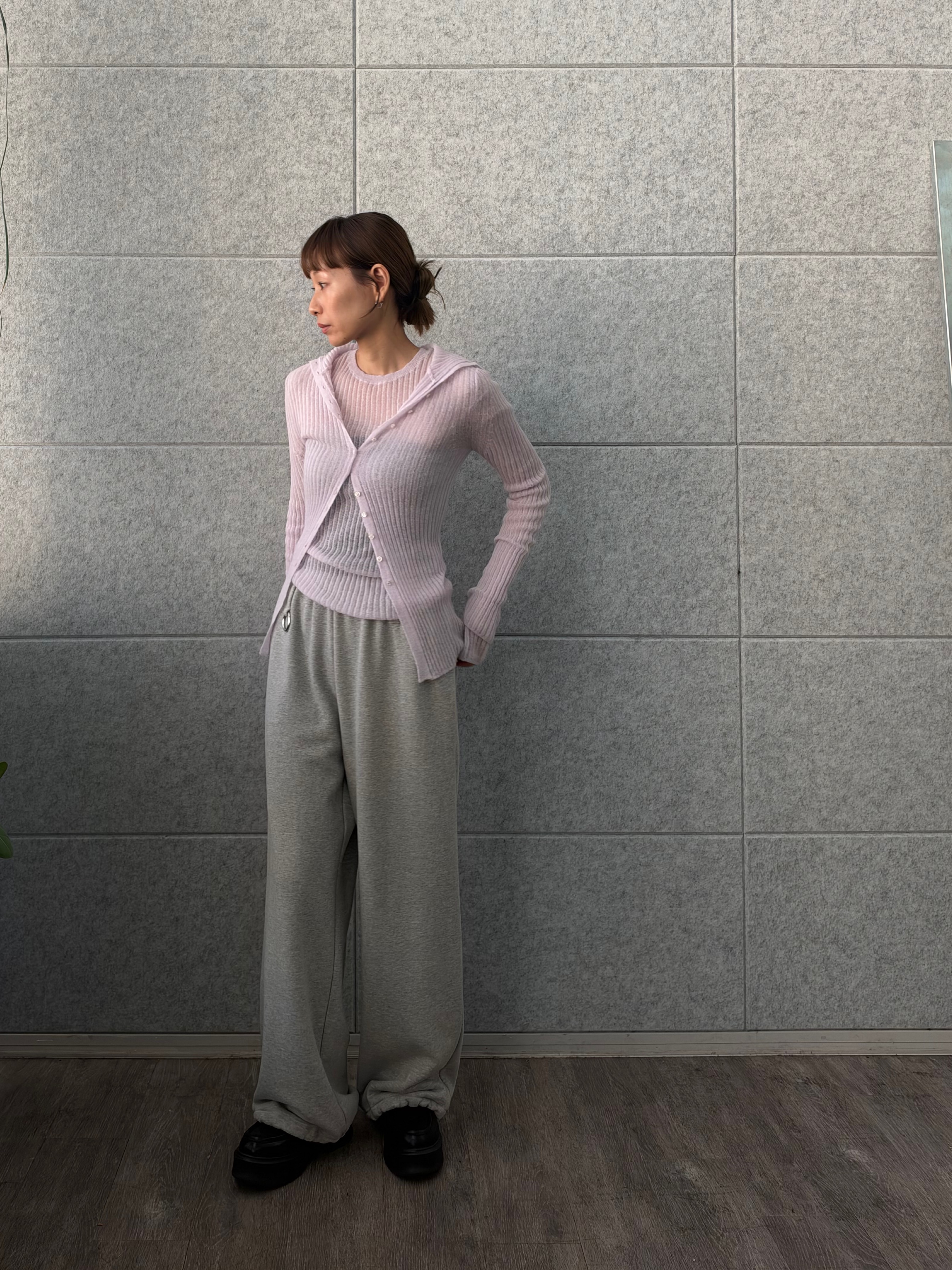 designer yukaさんの「CODE A｜sheer mohair rib cardigan」を使ったコーディネート