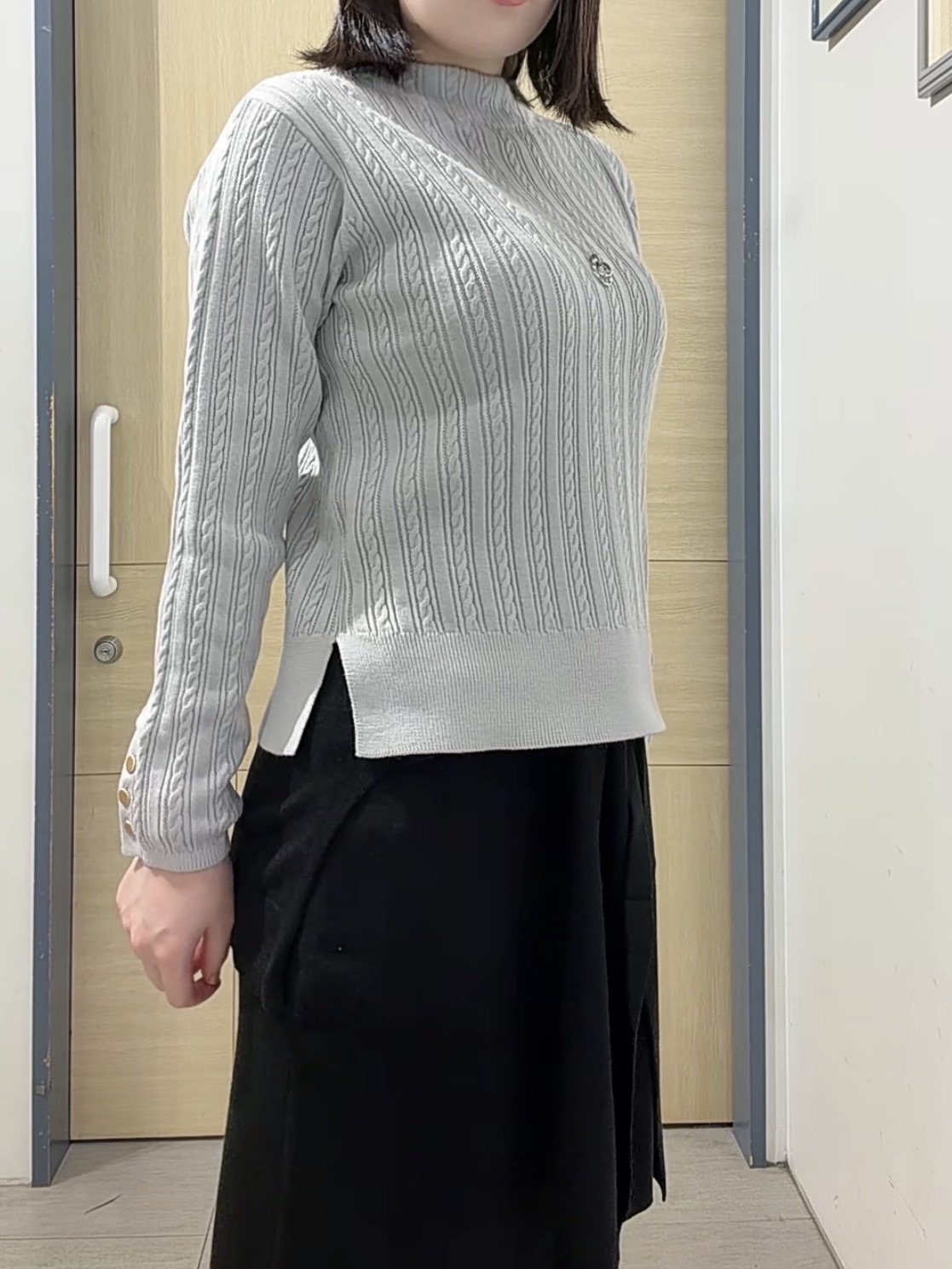 さあやさんの「grove｜【毛玉軽減】すっきり美人見え ケーブルニット」を使ったコーディネート