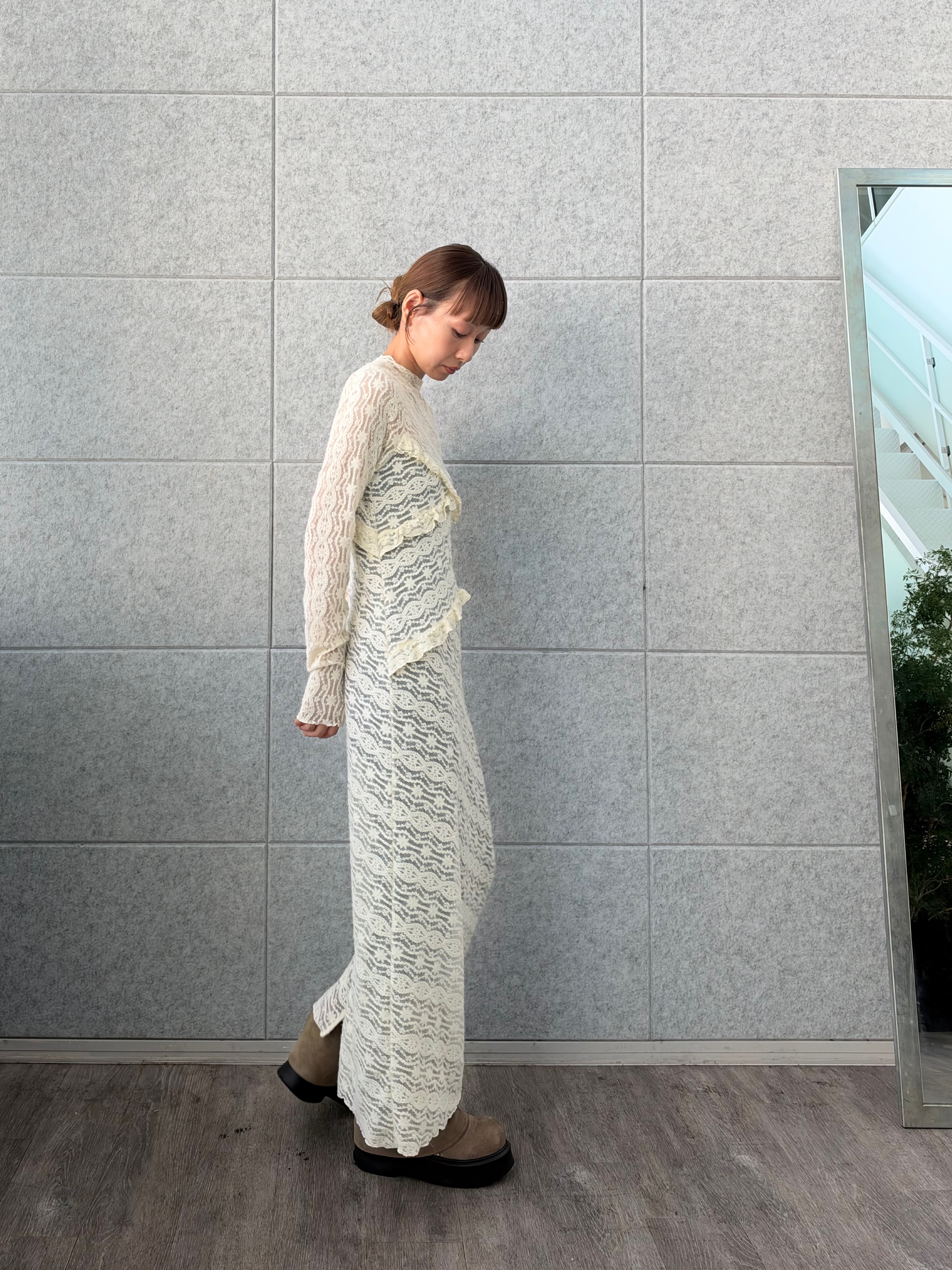 designer yukaさんの「CODE A｜veil lace Jersey dress」を使ったコーディネート