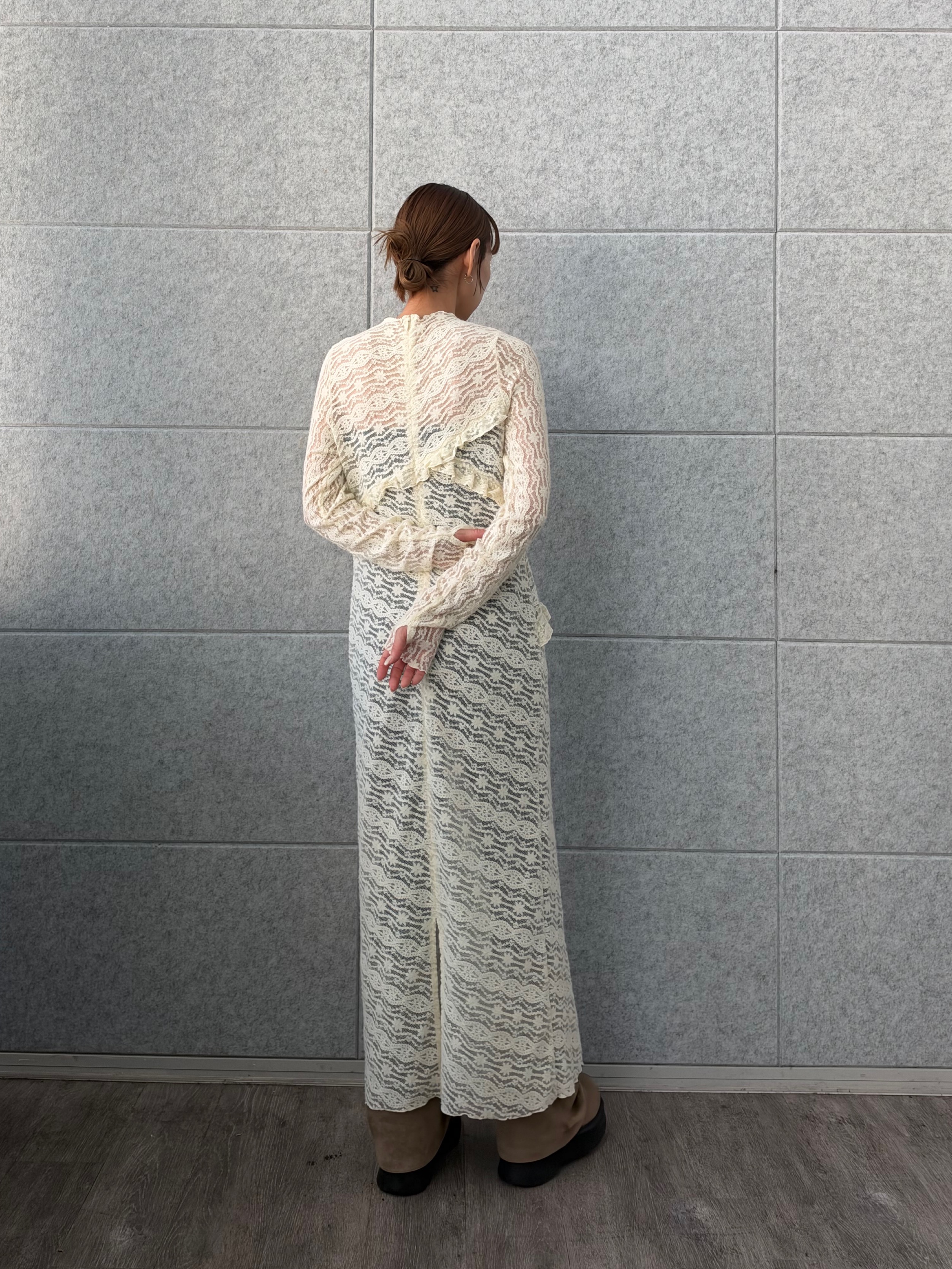 designer yukaさんの「CODE A｜veil lace Jersey dress」を使ったコーディネート