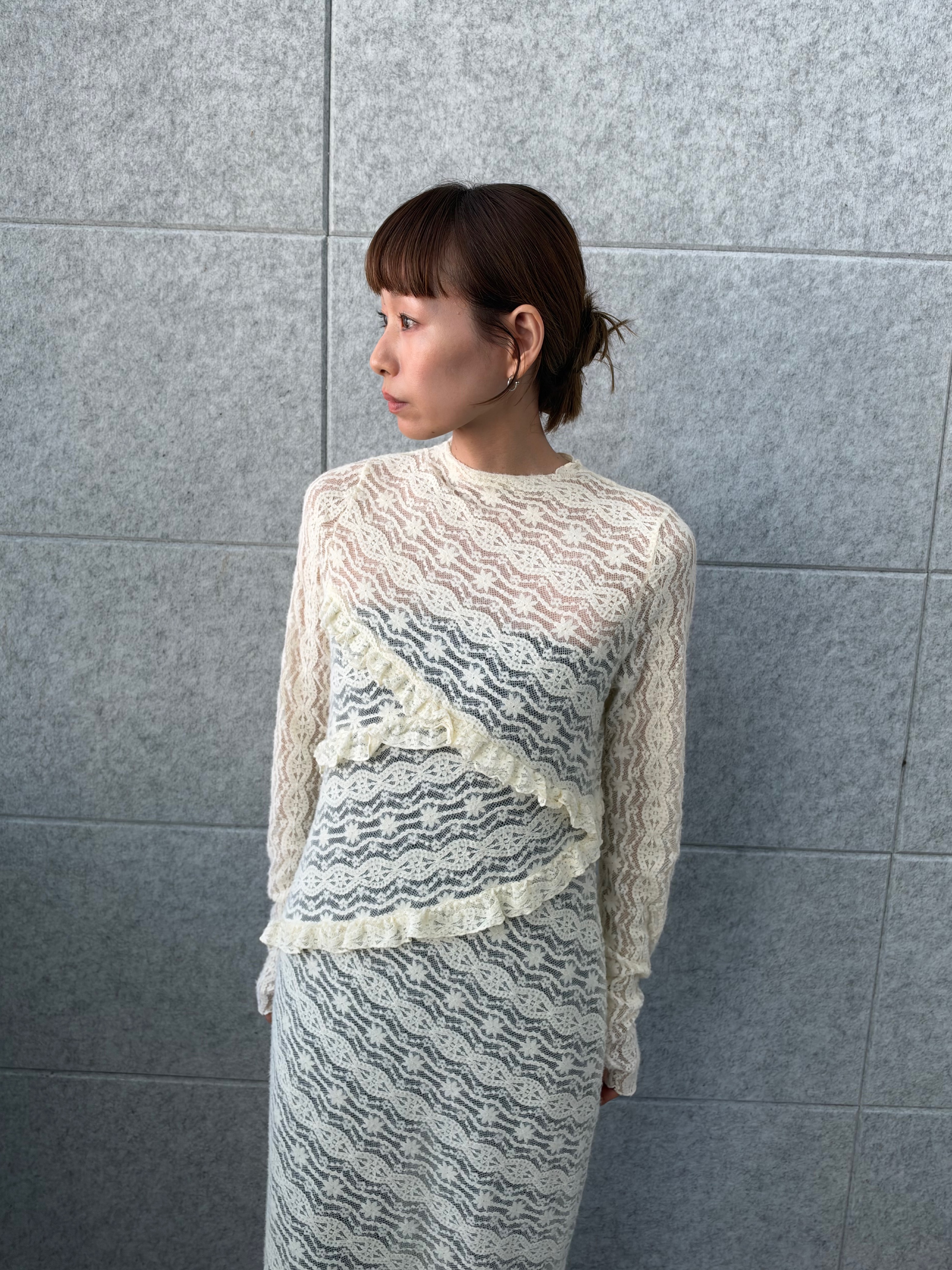 designer yukaさんの「CODE A｜veil lace Jersey dress」を使ったコーディネート
