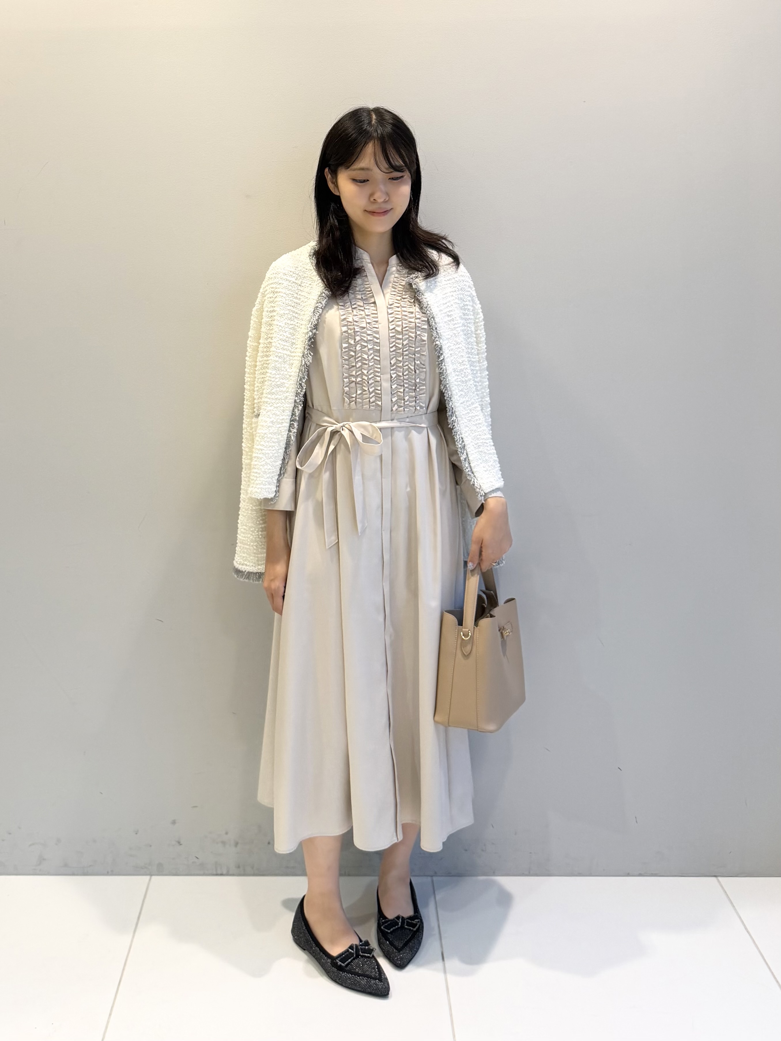 ririkaさんの「UNTITLED｜【ジャケットライク/秋羽織り】ファンシーヤーンツイードニットカーディガン」を使ったコーディネート