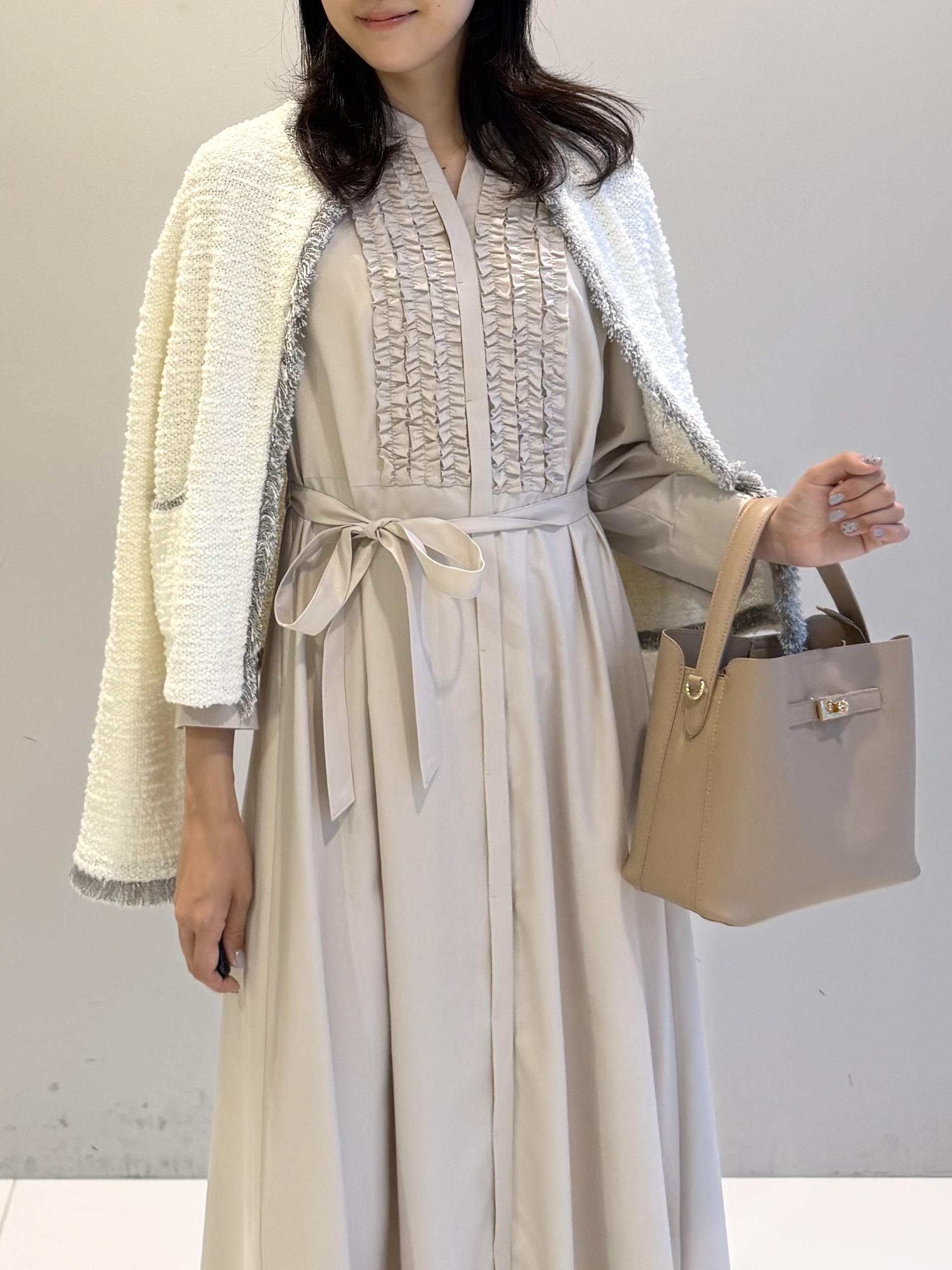 ririkaさんの「UNTITLED｜【ジャケットライク/秋羽織り】ファンシーヤーンツイードニットカーディガン」を使ったコーディネート
