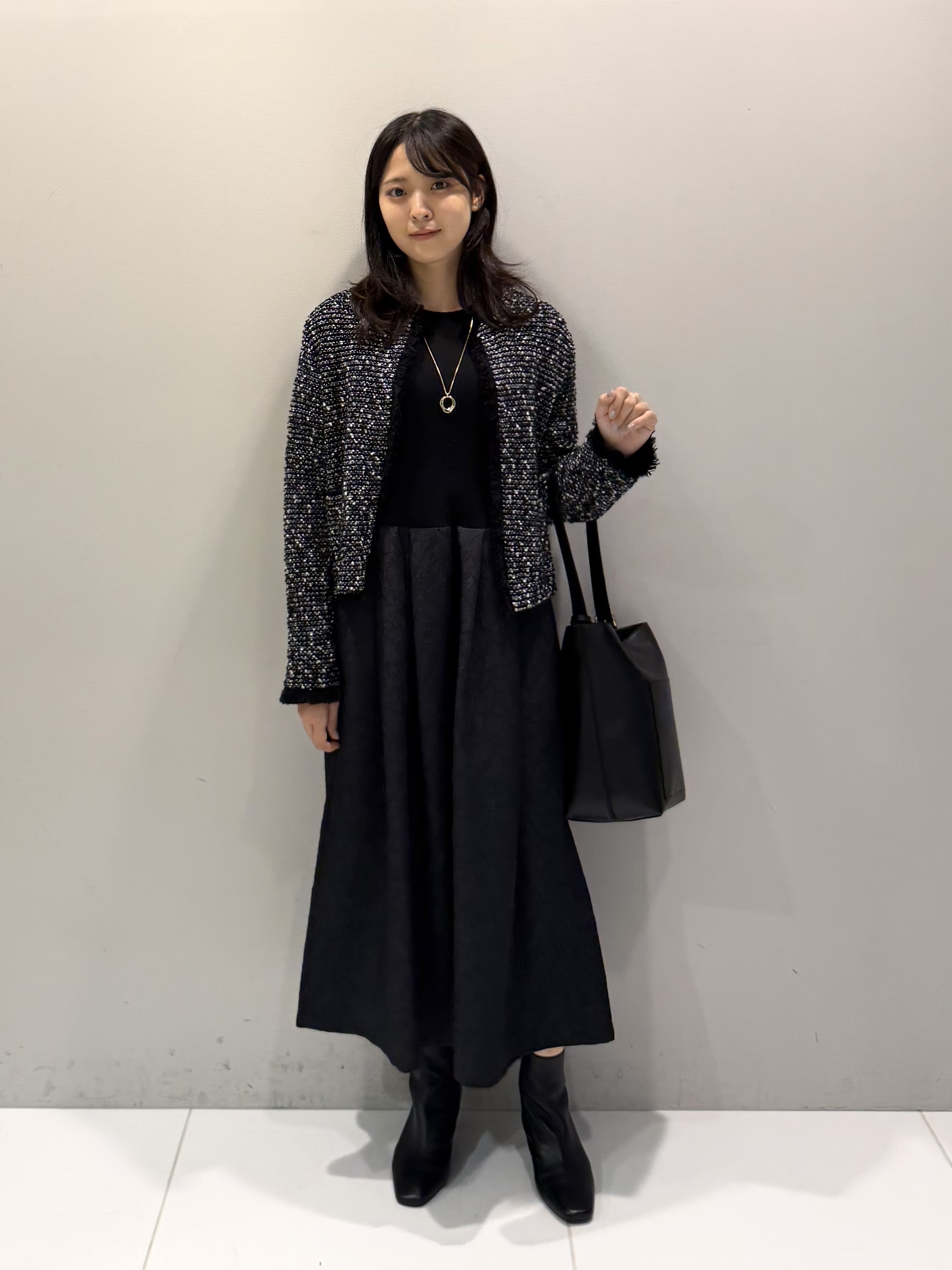 ririkaさんの「UNTITLED｜【ジャケットライク/秋羽織り】ファンシーヤーンツイードニットカーディガン」を使ったコーディネート