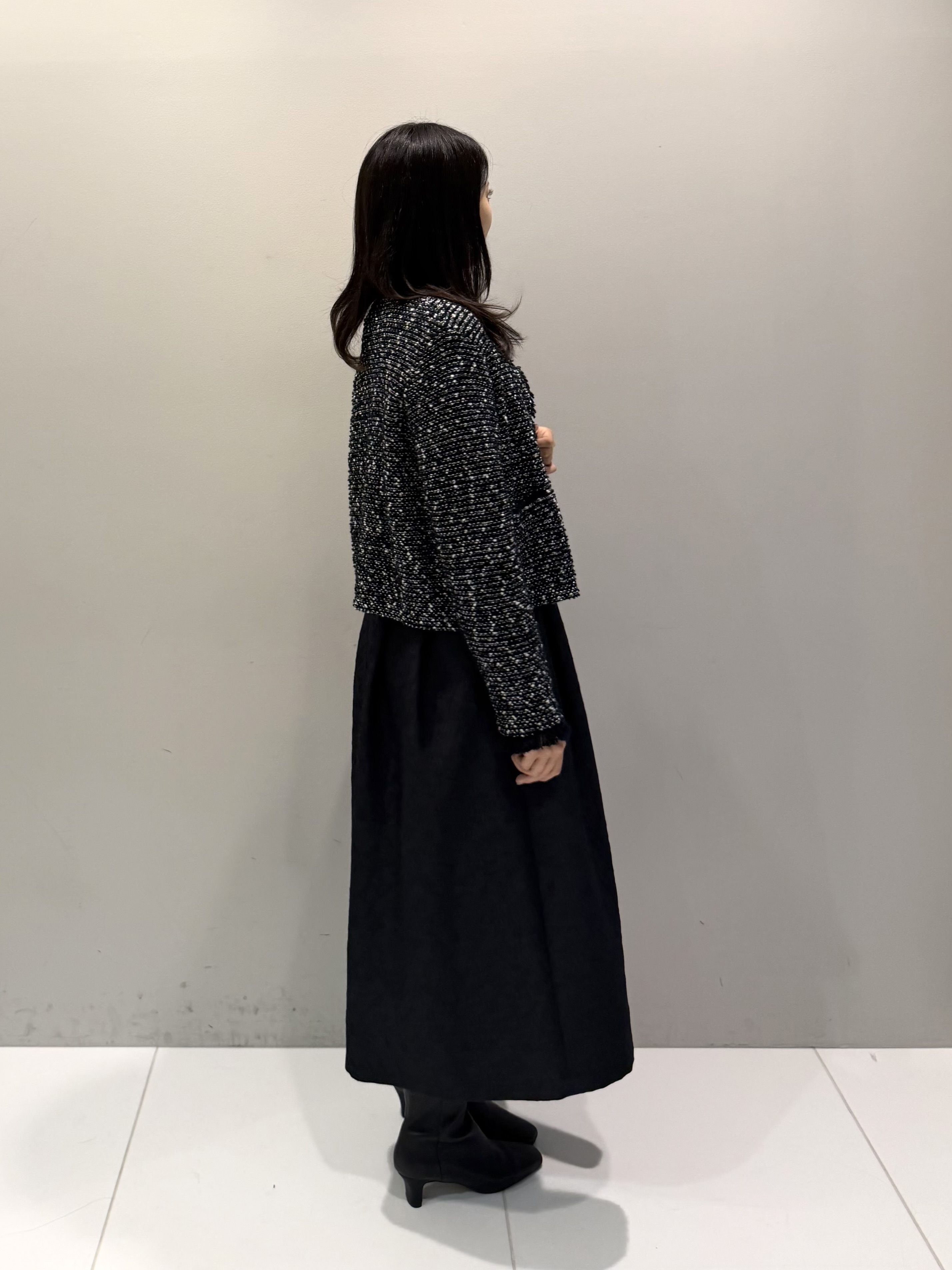 ririkaさんの「UNTITLED｜【ジャケットライク/秋羽織り】ファンシーヤーンツイードニットカーディガン」を使ったコーディネート