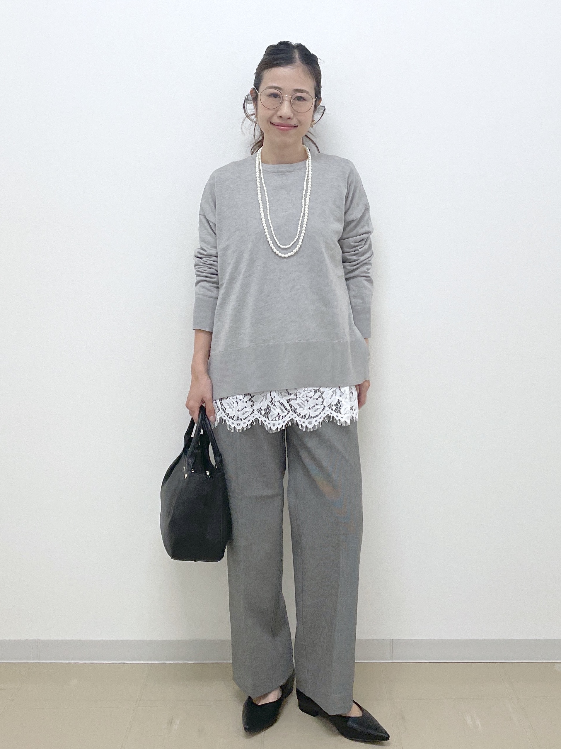 Akiさんの「OPAQUE.CLIP｜リラクシークルーニット【洗濯機OK】」を使ったコーディネート