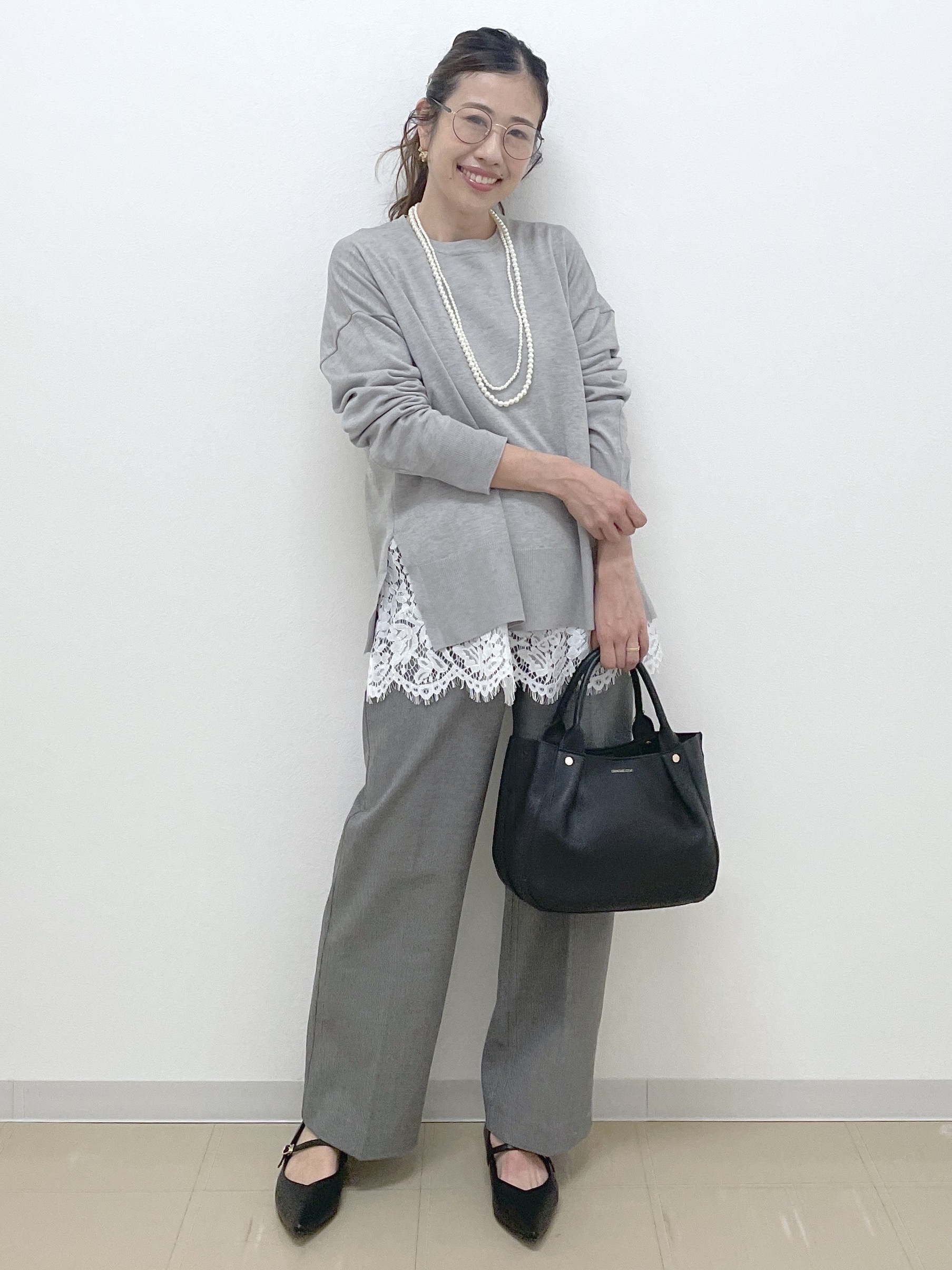 Akiさんの「OPAQUE.CLIP｜リラクシークルーニット【洗濯機OK】」を使ったコーディネート