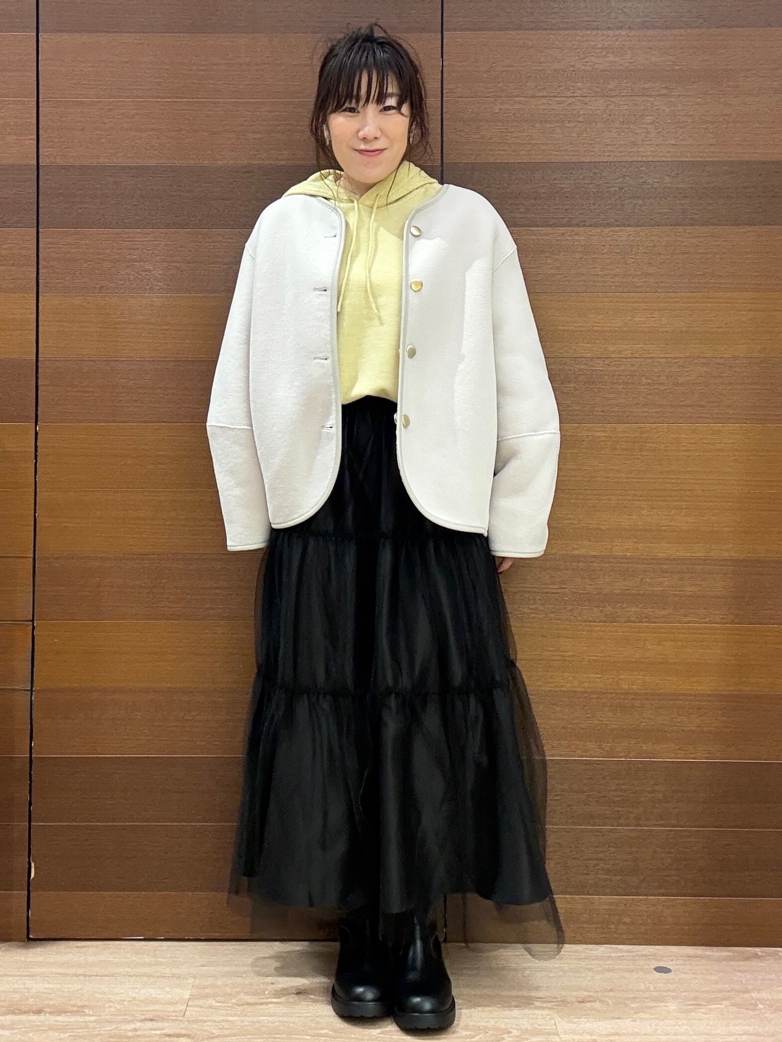maichiさんの「OPAQUE.CLIP｜《リバーシブル》ボア&times;フリースアウター」を使ったコーディネート
