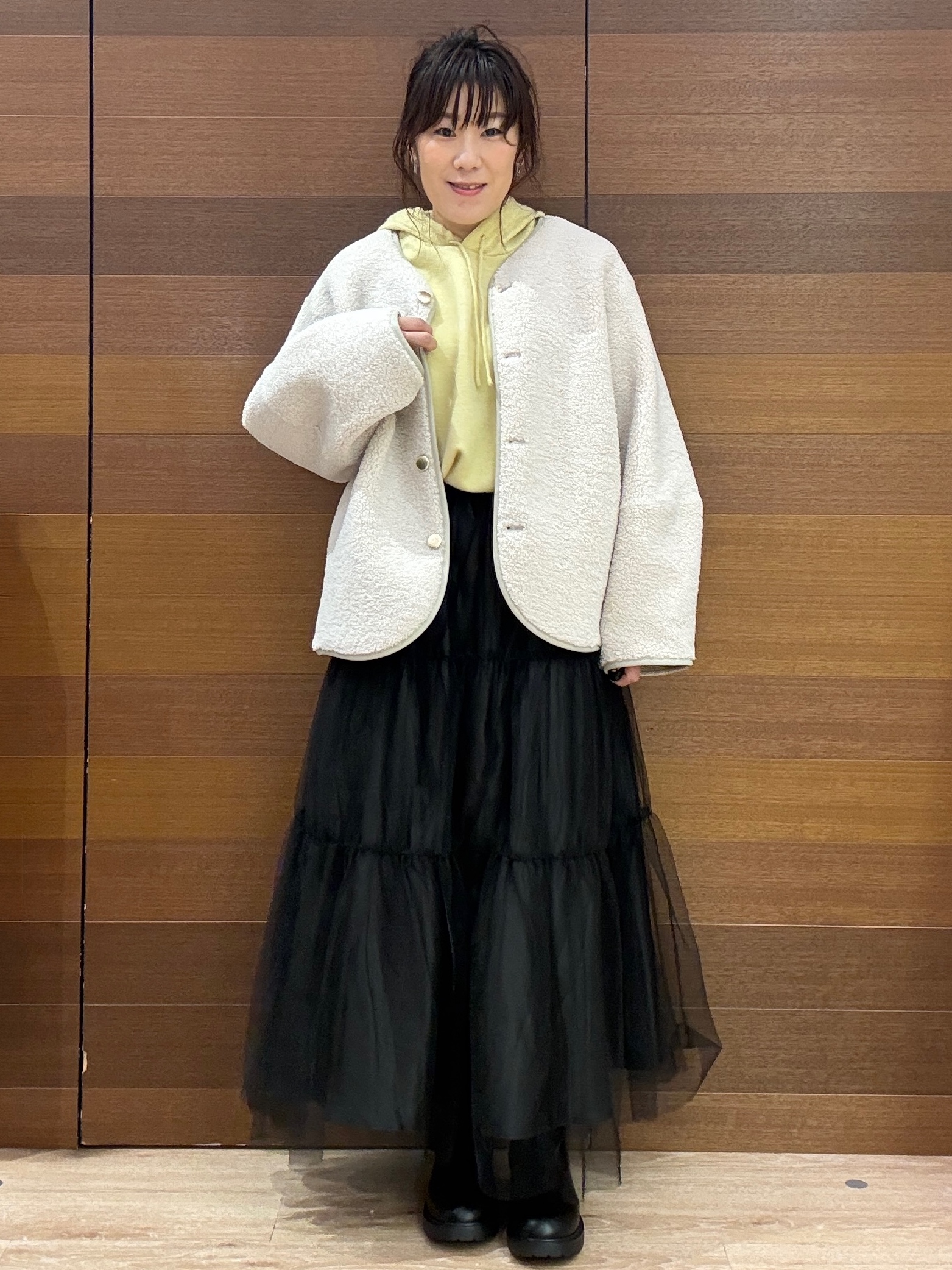 maichiさんの「OPAQUE.CLIP｜《リバーシブル》ボア&times;フリースアウター」を使ったコーディネート
