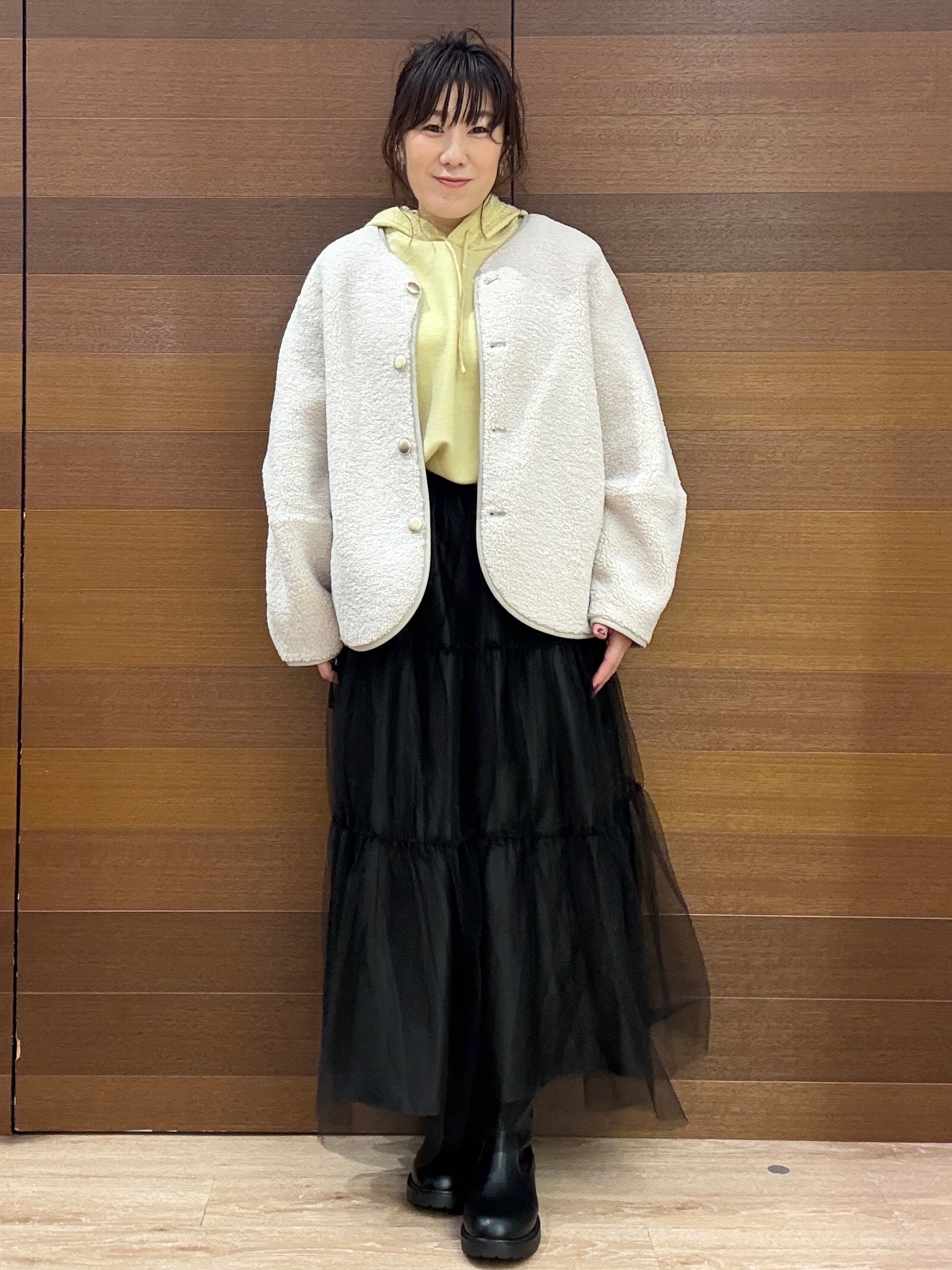 maichiさんの「OPAQUE.CLIP｜《リバーシブル》ボア&times;フリースアウター」を使ったコーディネート