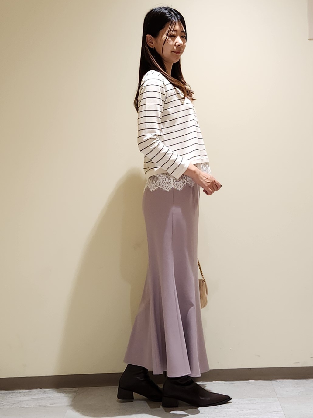 yukaさんの「COUP DE CHANCE｜【手洗い可】裾レースニット」を使ったコーディネート