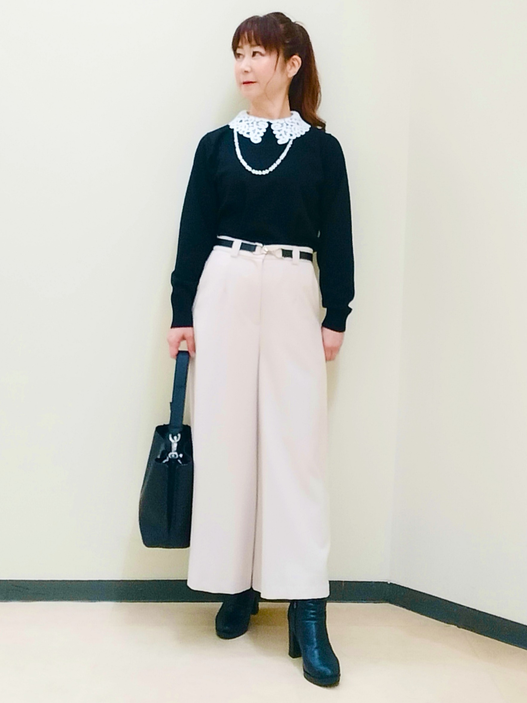 花さんの「Reflect｜【付け衿】レース衿付きストレッチニット」を使ったコーディネート