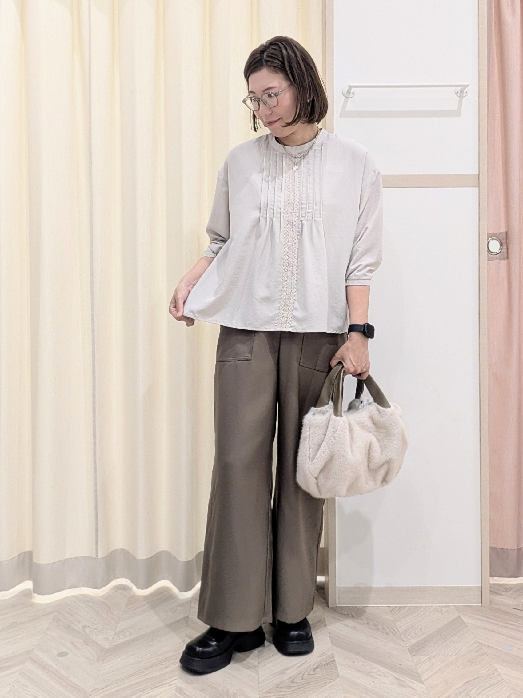 miyuさんの「SHOO･LA･RUE｜【S-LL/洗濯機可/静電気防止】もちもち配色ダブルフェイスカーディガン」を使ったコーディネート