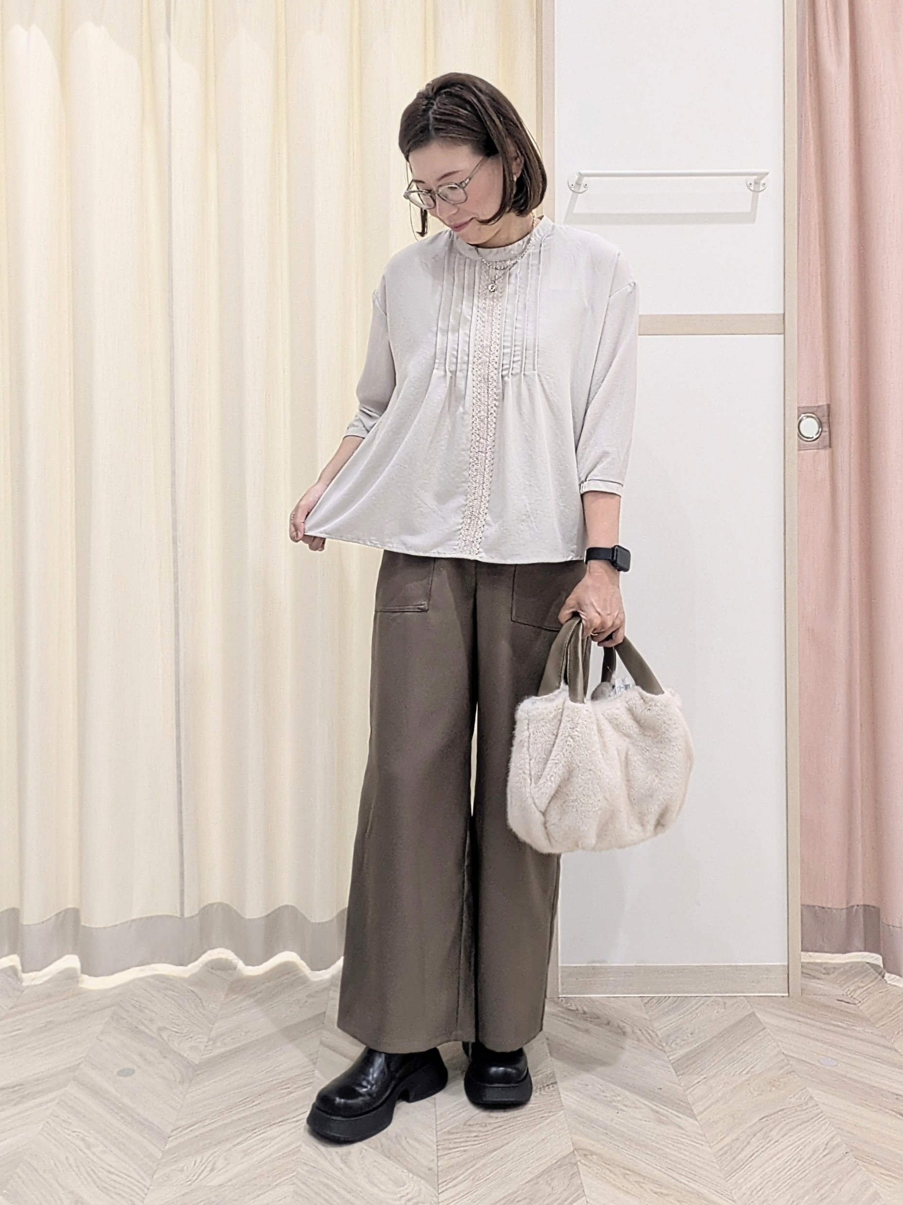 miyuさんの「SHOO･LA･RUE｜【S-LL/洗濯機可/静電気防止】もちもち配色ダブルフェイスカーディガン」を使ったコーディネート