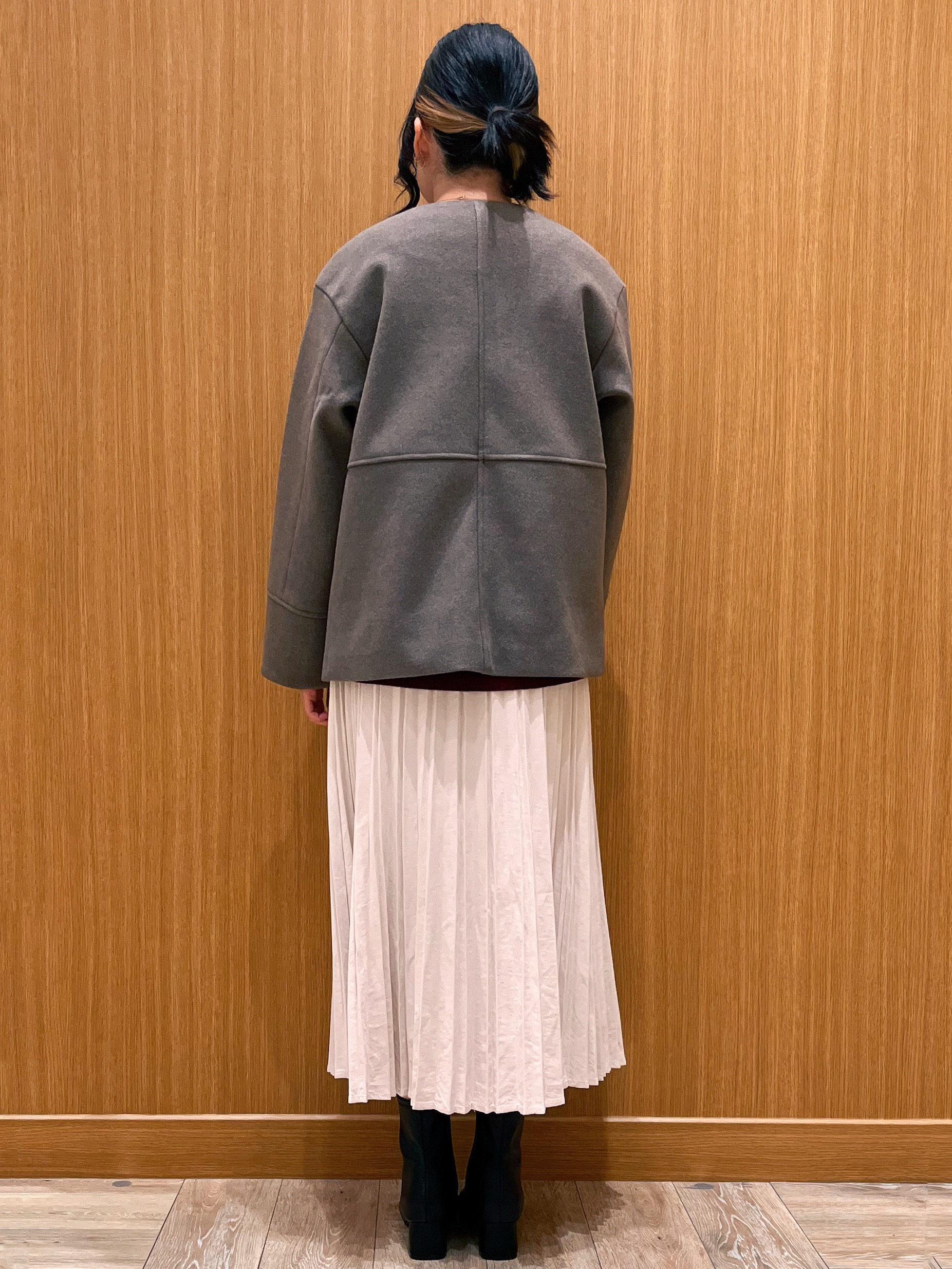 aさんの「OPAQUE.CLIP｜ウールライク ノーカラーコート【洗濯機OK】」を使ったコーディネート