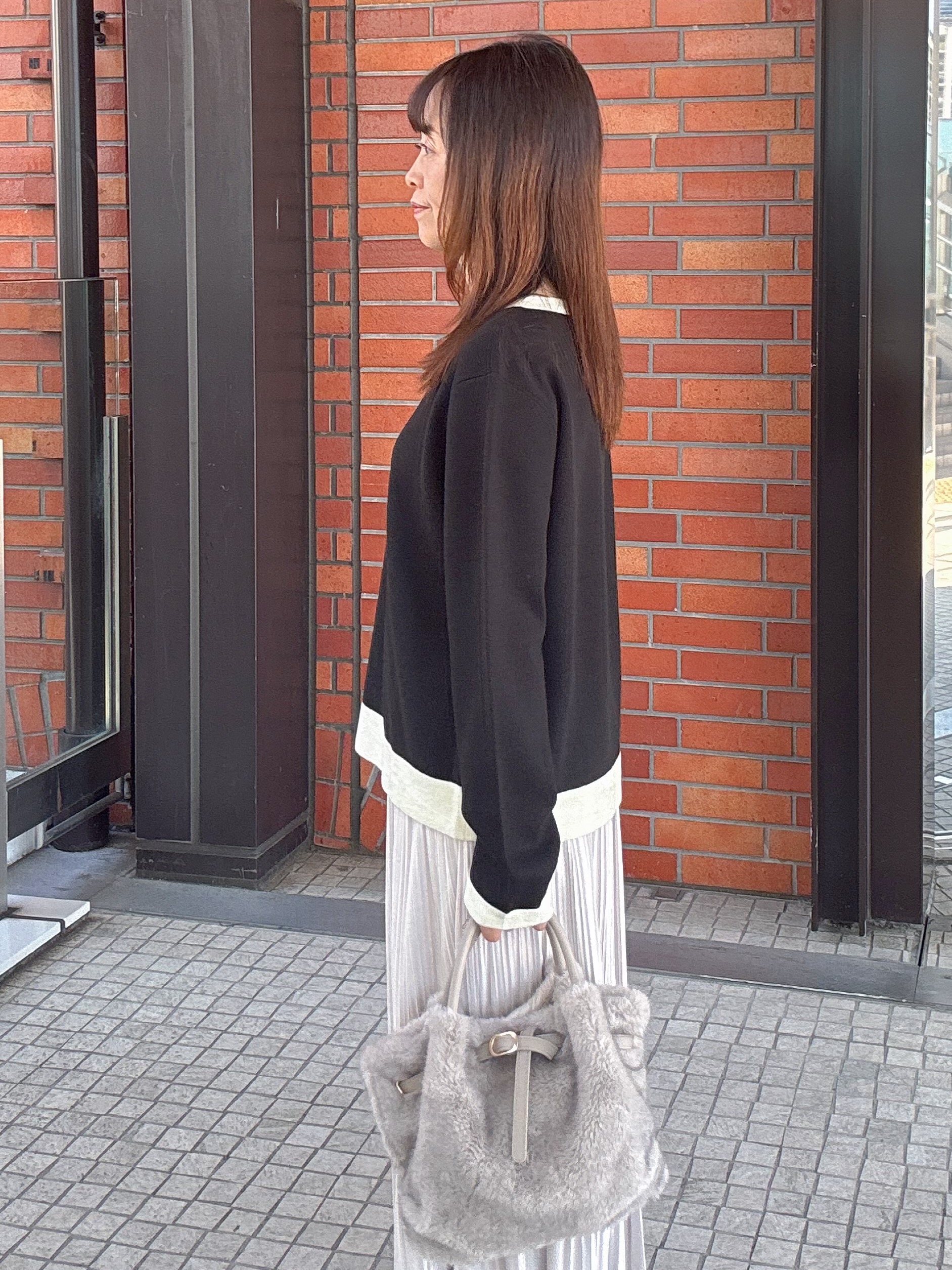 makiさんの「UNTITLED｜【アンサンブル可/上品映え】モールラインクルーネックニット」を使ったコーディネート