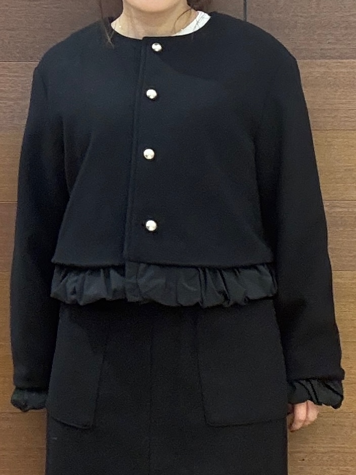 maichiさんの「OPAQUE.CLIP｜異素材フリルウールライクコート【吸湿発熱／防シワ／洗える】」を使ったコーディネート
