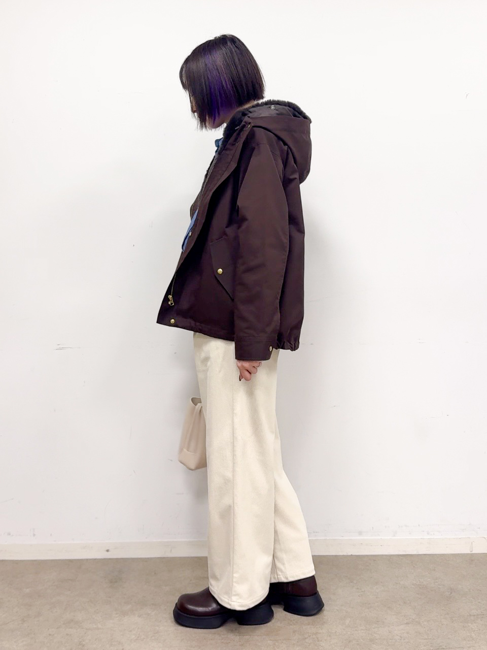 𝐜𝐡𝐢𝐤𝐚さんの「SHOO･LA･RUE｜【洗濯機可/撥水/マルチWAY】ファーライナー付き 毎日欲張りマンパ」を使ったコーディネート