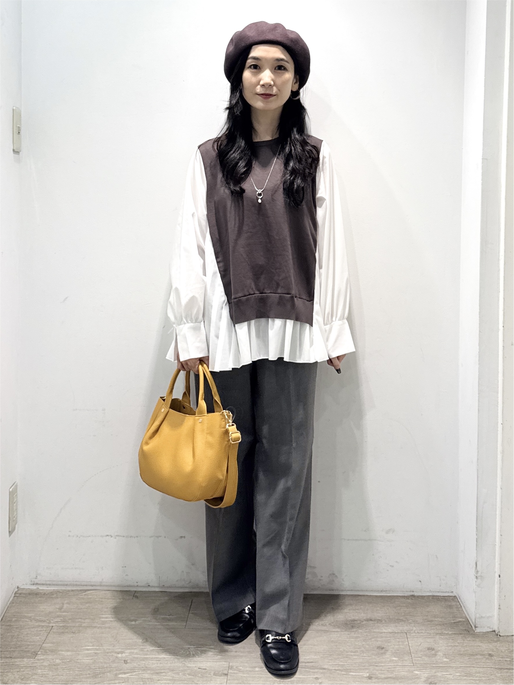 yuicciさんの「OPAQUE.CLIP｜プリーツデザインドッキングニット【洗濯機OK】」を使ったコーディネート