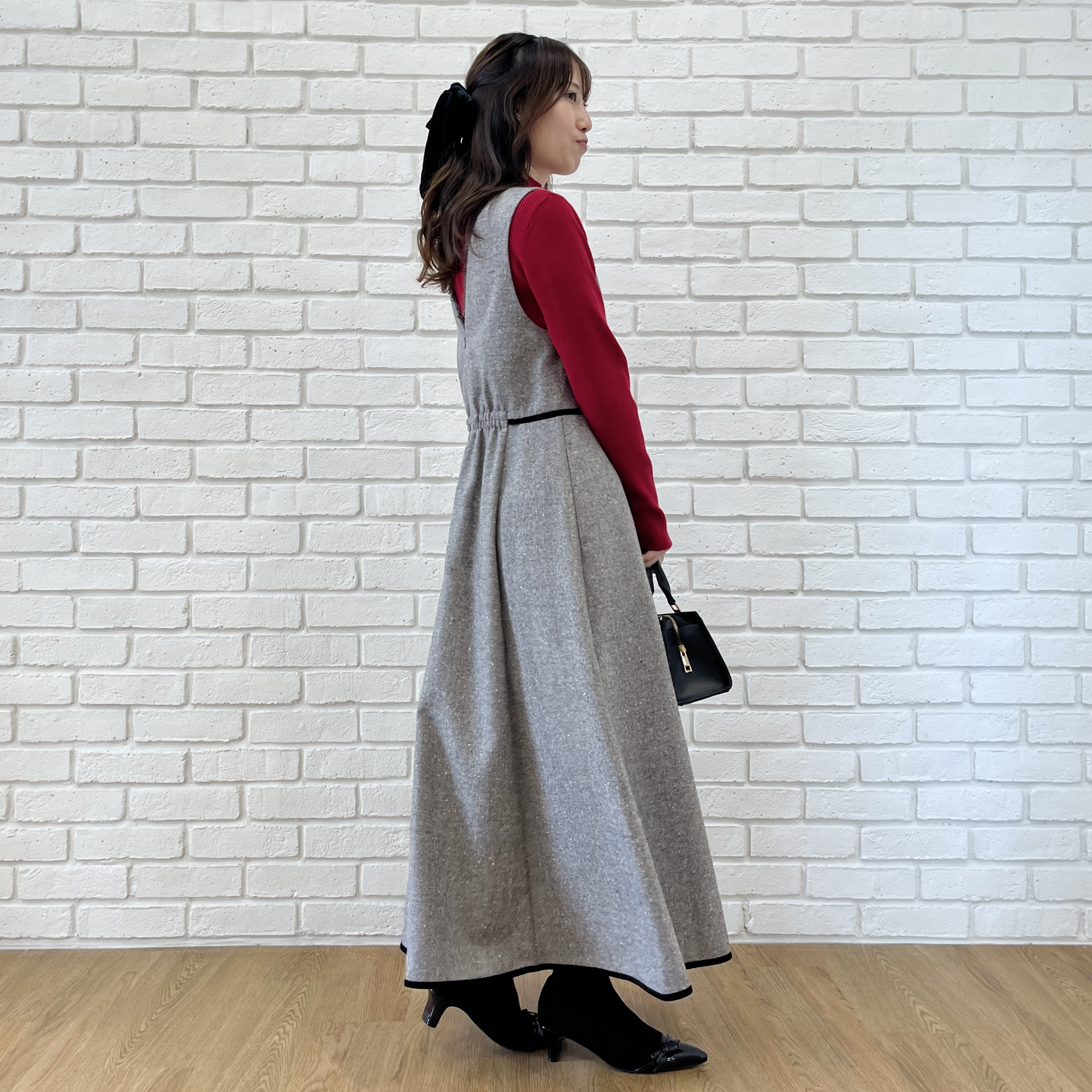 はばさんの「Couture brooch｜【大人フェミニンのBASIC】パール調リブニット【吸湿発熱・静電気防止・抗菌防臭・洗濯機可】」を使ったコーディネート